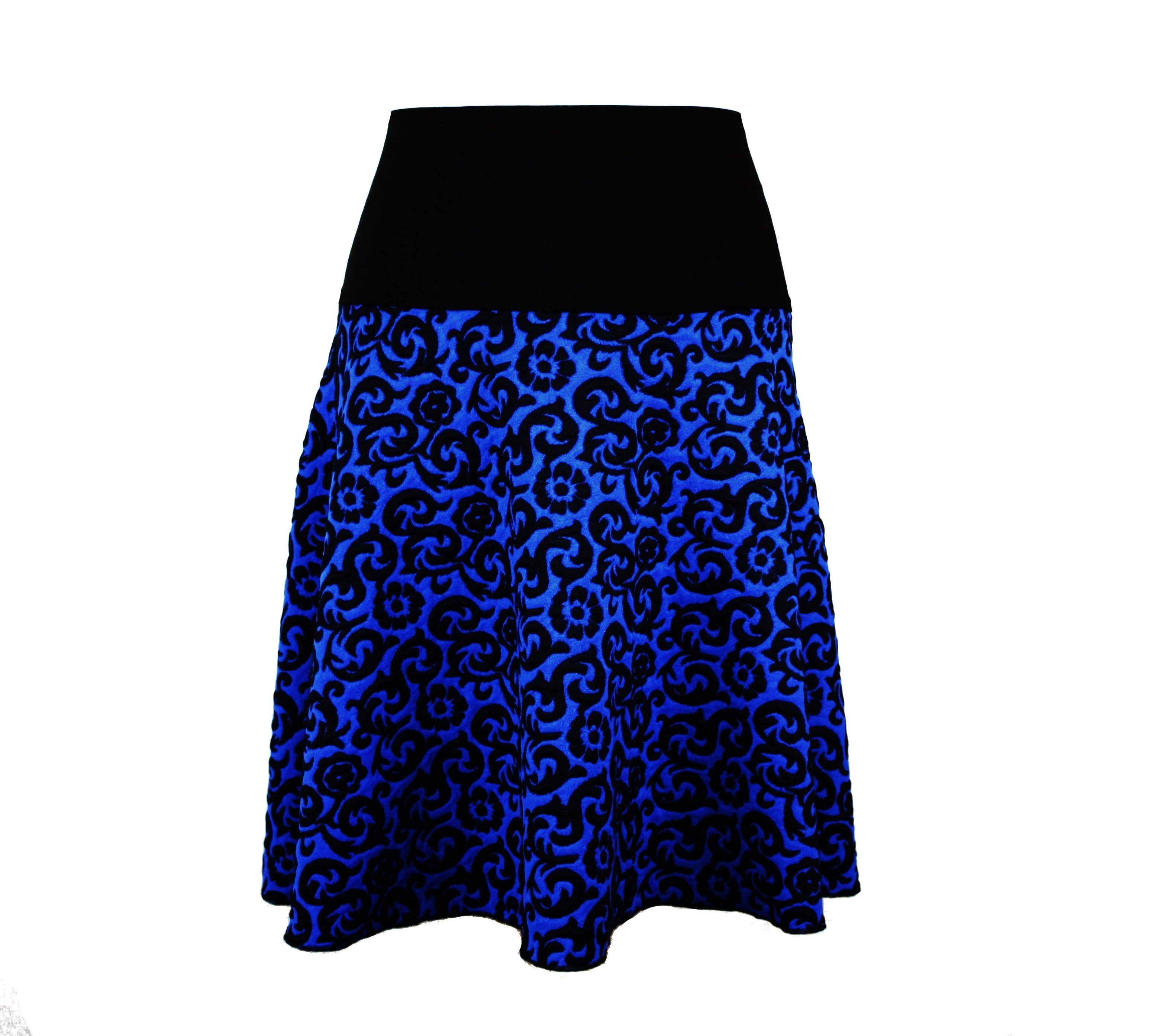 dunkle design Strickrock 57cm Feinstrick Schwarz Blau Bunt Feinstrick Elast günstig online kaufen