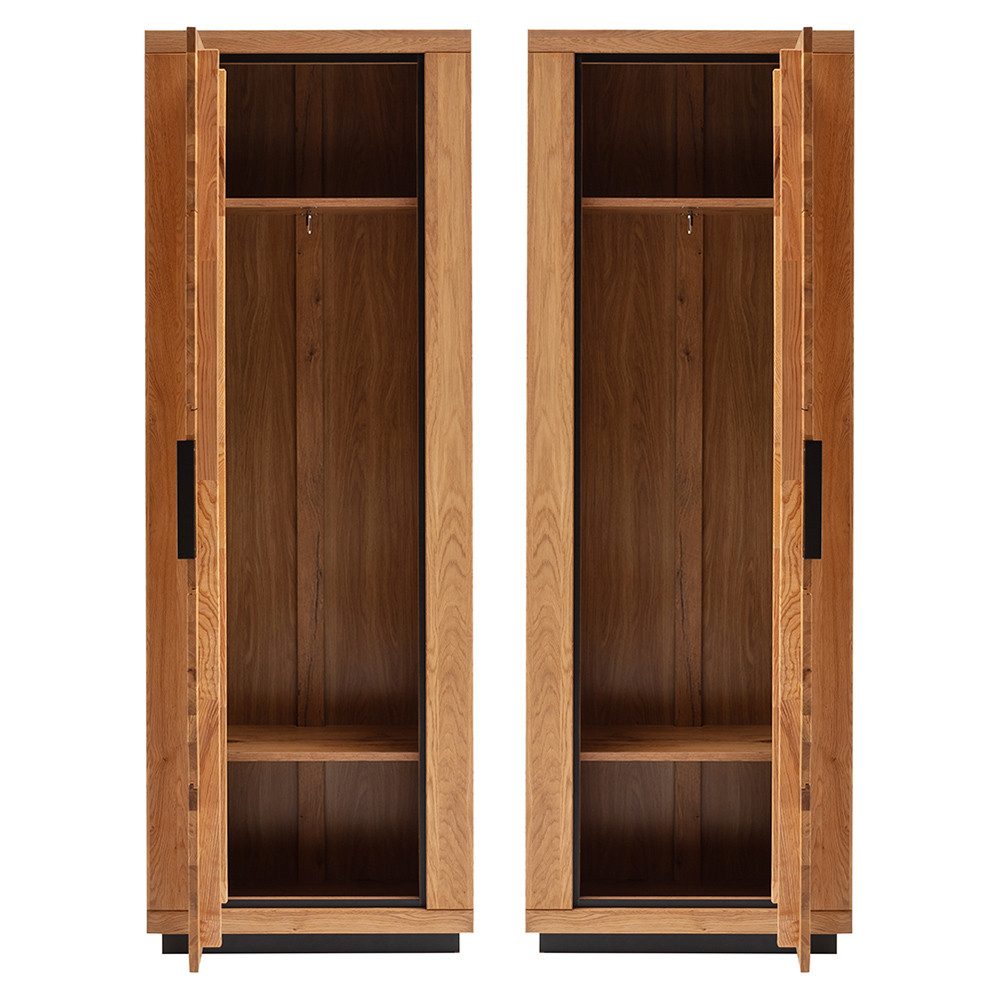 Lomadox Garderobenschrank GIUSTINO-06 Eiche teilmassiv, links/rechts montierbar, ausziehbare Kleiderstange