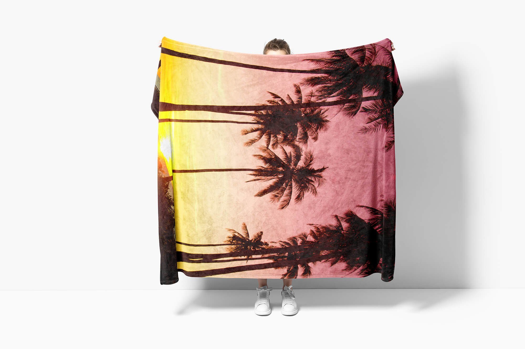 Palmen (1-St), Handtuch Kuscheldecke Fotomotiv Baumwolle-Polyester-Mix Sü, Paradies mit Strandhandtuch Saunatuch Art Handtücher Handtuch Sinus