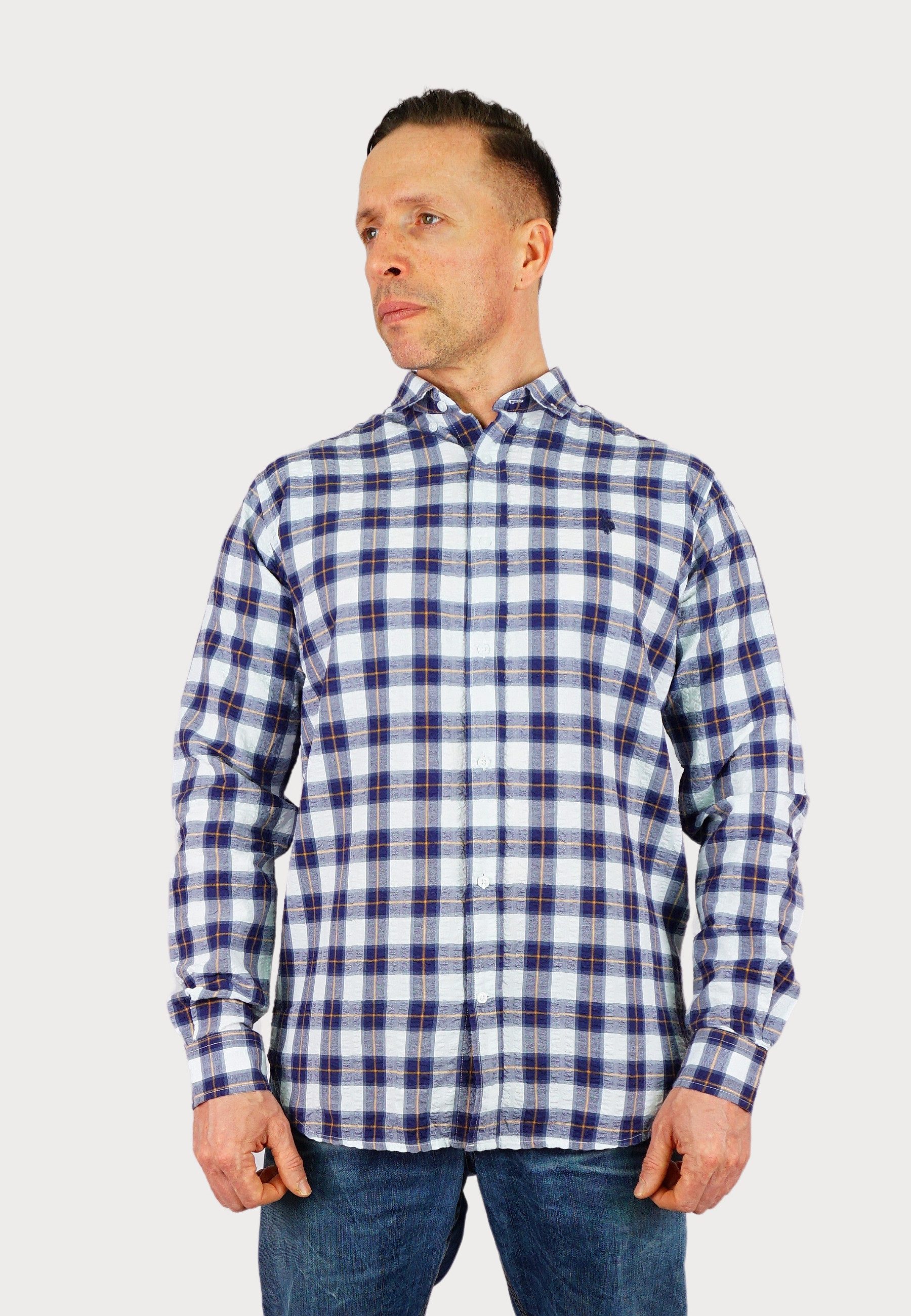 U.S. Polo Assn. Langarmhemd Shirt Freizeithemd Seersucker Button-Down (1-tlg)