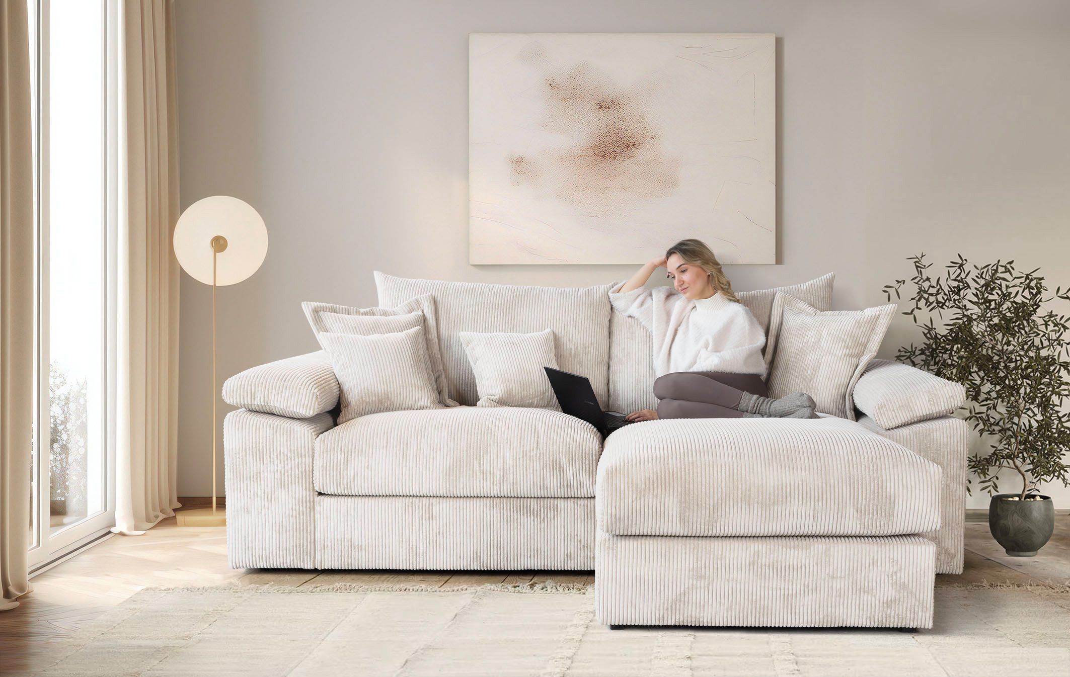 Home affaire Ecksofa "Soft&Cosy XL L-Form, B: 246 cm" Mega-Sofa, Cord oder günstig online kaufen