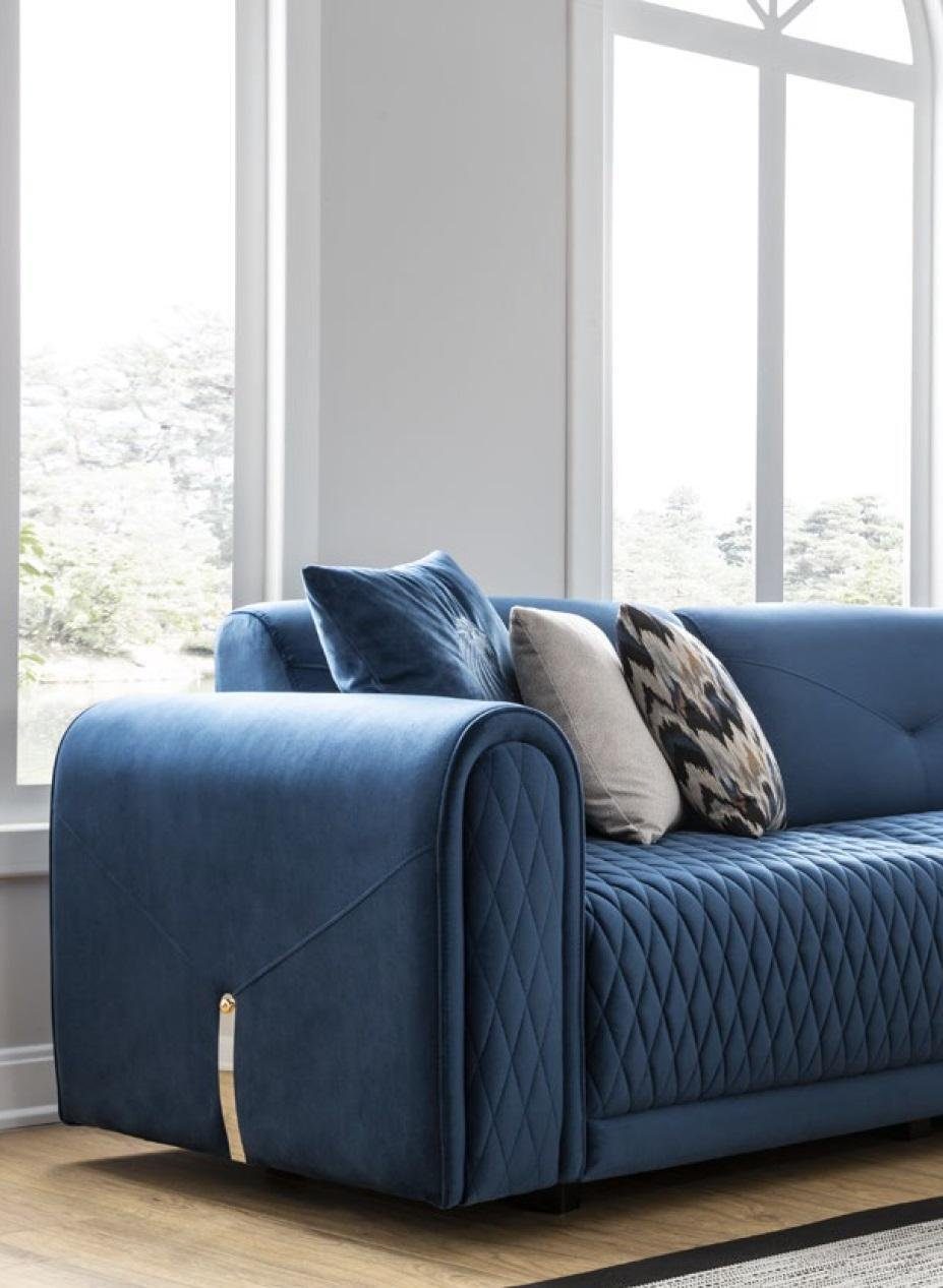 Wohnzimmer Blau Couchen 4 Sitzer Leder Sofas Modernes Sofa JVmoebel Design 3-Sitzer