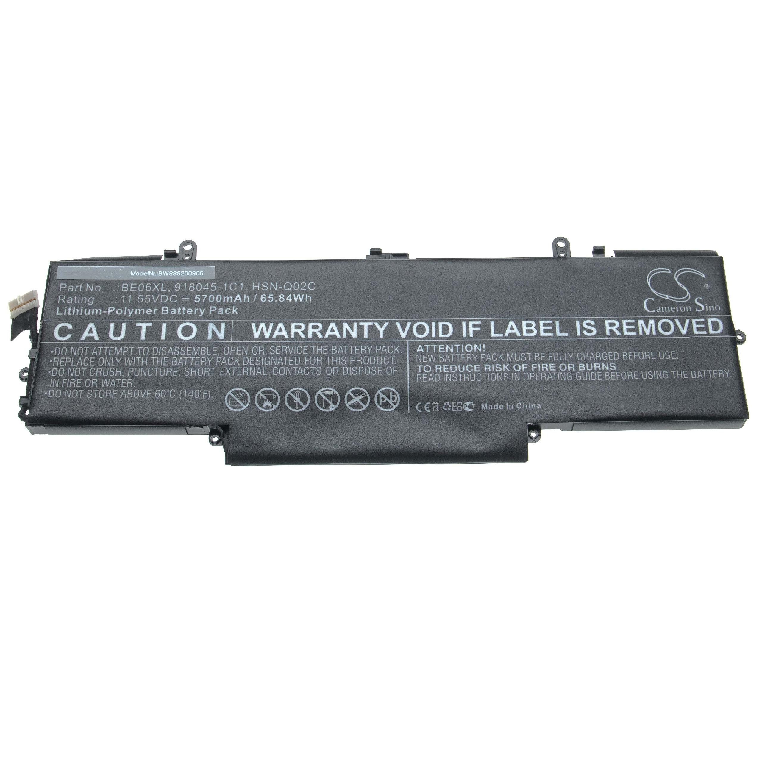 vhbw Ersatz für HP HSTNN-IB7V, HSTNN-DB7Y, HSTNN-1B7V für Laptop-Akku Li-Polymer 5700 mAh (11,55 V)