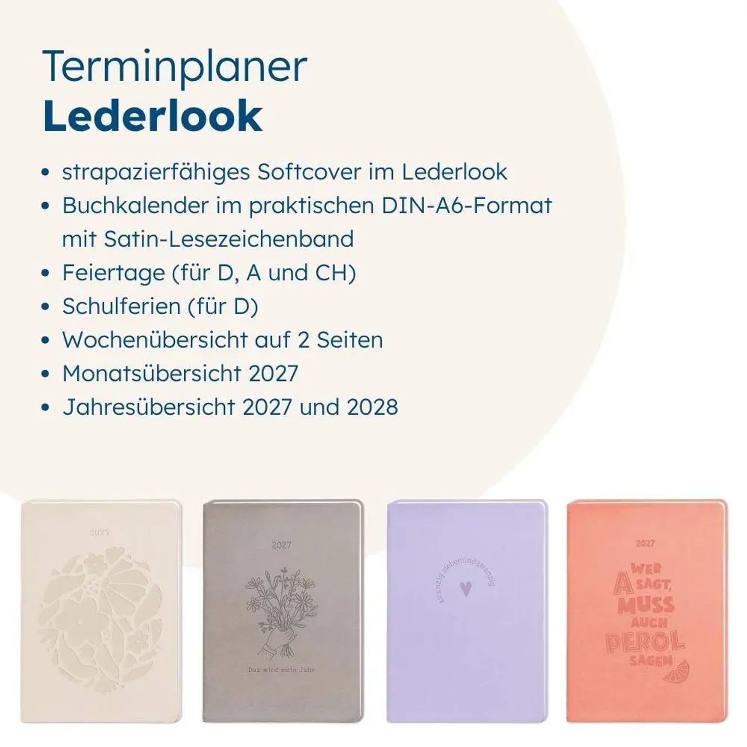 Grafik Werkstatt Taschenkalender Terminplaner Lederlook 2027 Mint