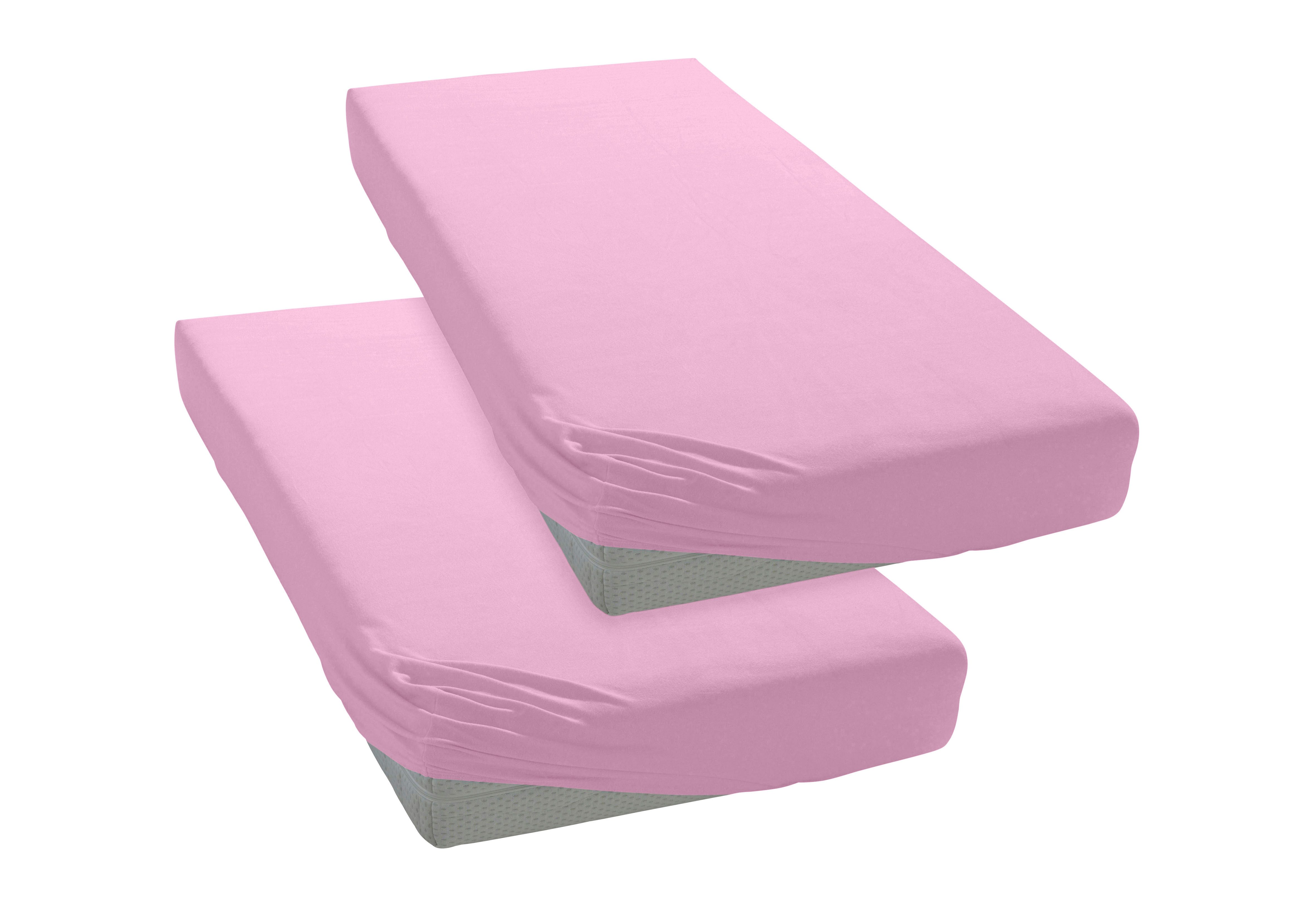 OTTO home Spannbettlaken PHYSALIS Comfort 100% Baumwolle, 150 g/m², Jersey, Gummizug: rundum, (2 Stück), Bettlaken bis 20 cm Matratzenhöhe, weich, bügelfrei, optimaler Sitz