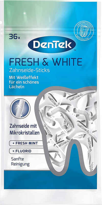 DenTek Zahnseide-Stick DenTek Fresh & White Zahnseide Sticks 36 Stück mit Mikrokristallen Min