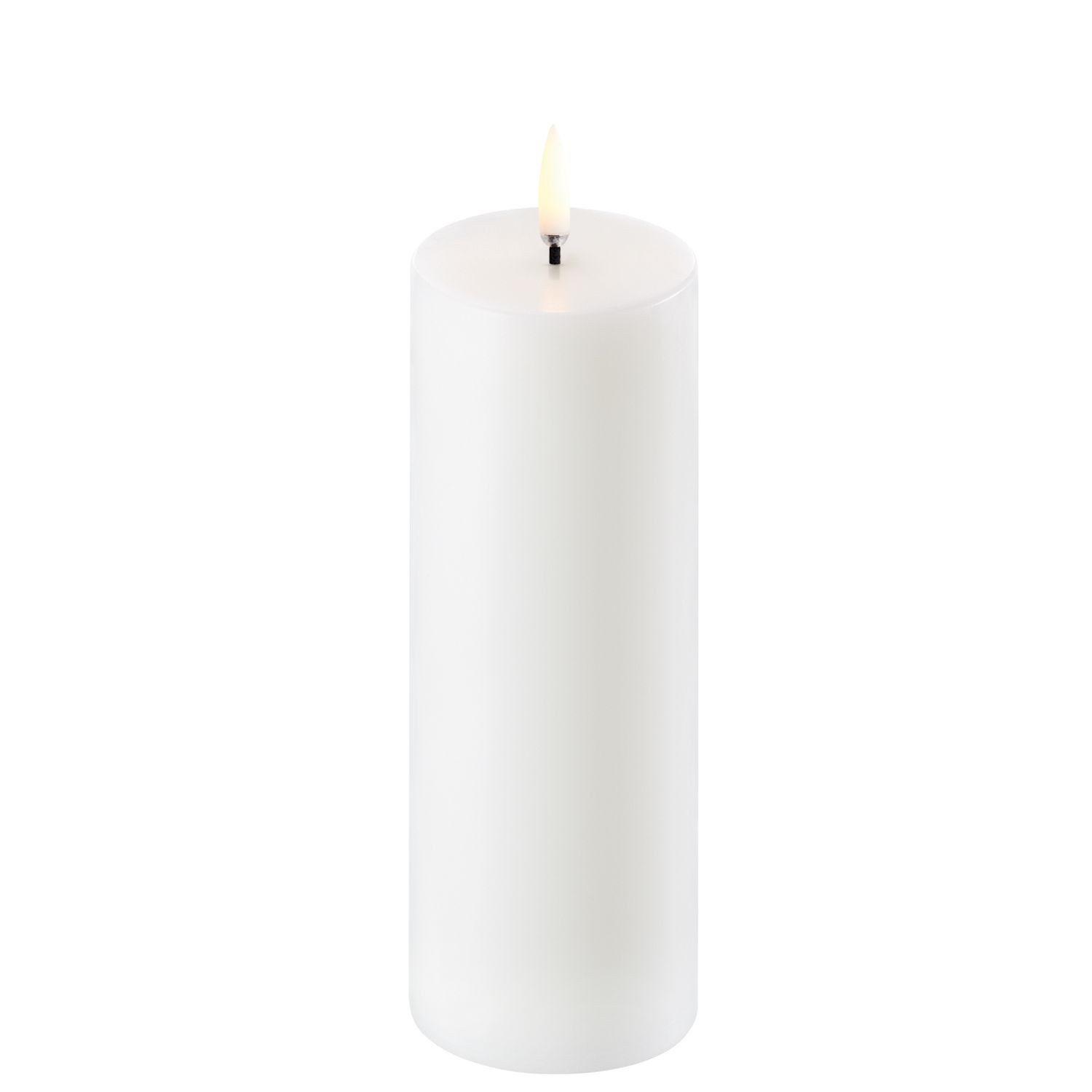 LED-Kerze Echtwachs-Stumpenkerze Schmal Nordic White Smooth 15,2 cm