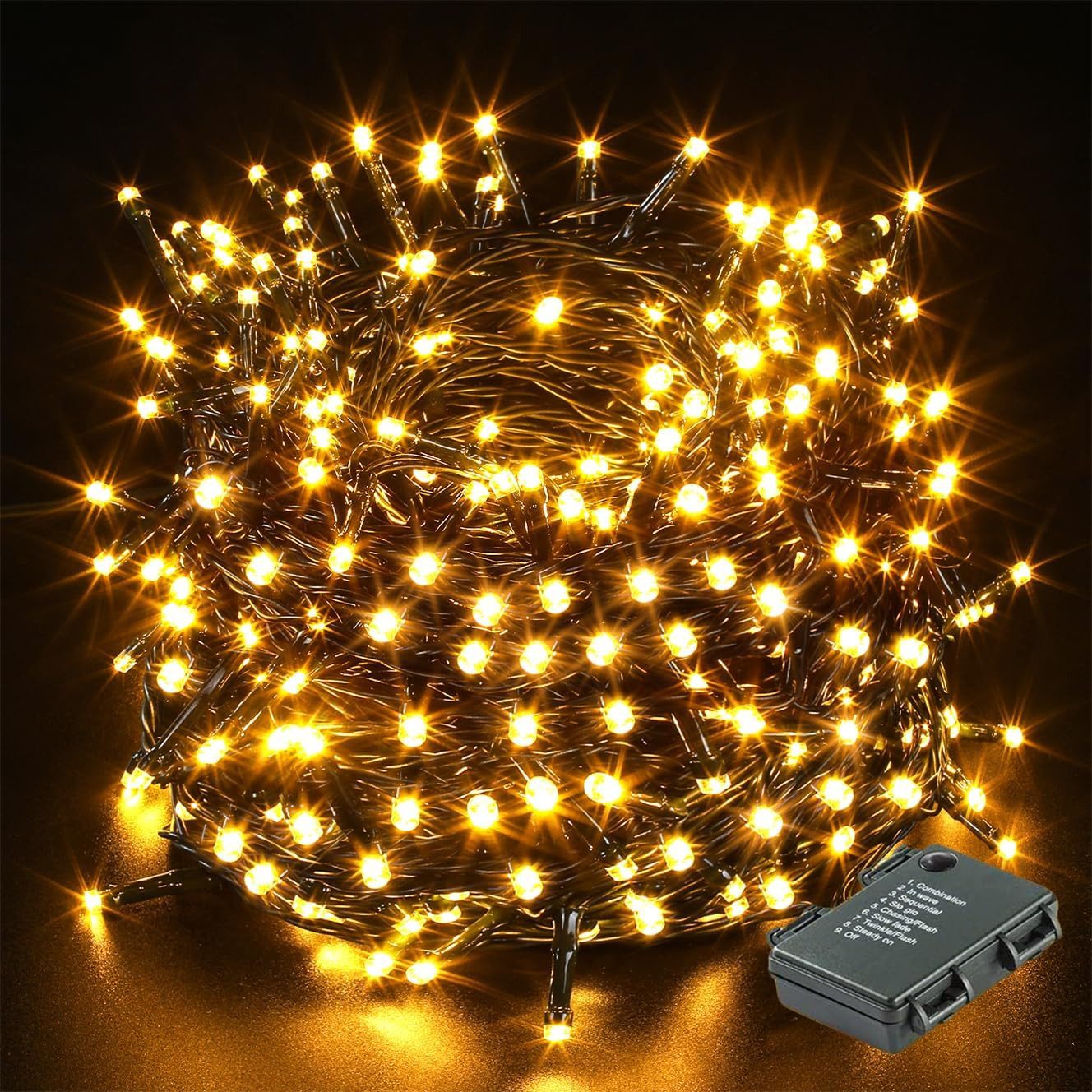 Elegear Lichterkette Batterie Camping Освещение Außen, 40M LED-Lichtervorhang, 300-flammig, Timer/Memory-Funktion 8 Modi, IP44, Batterie