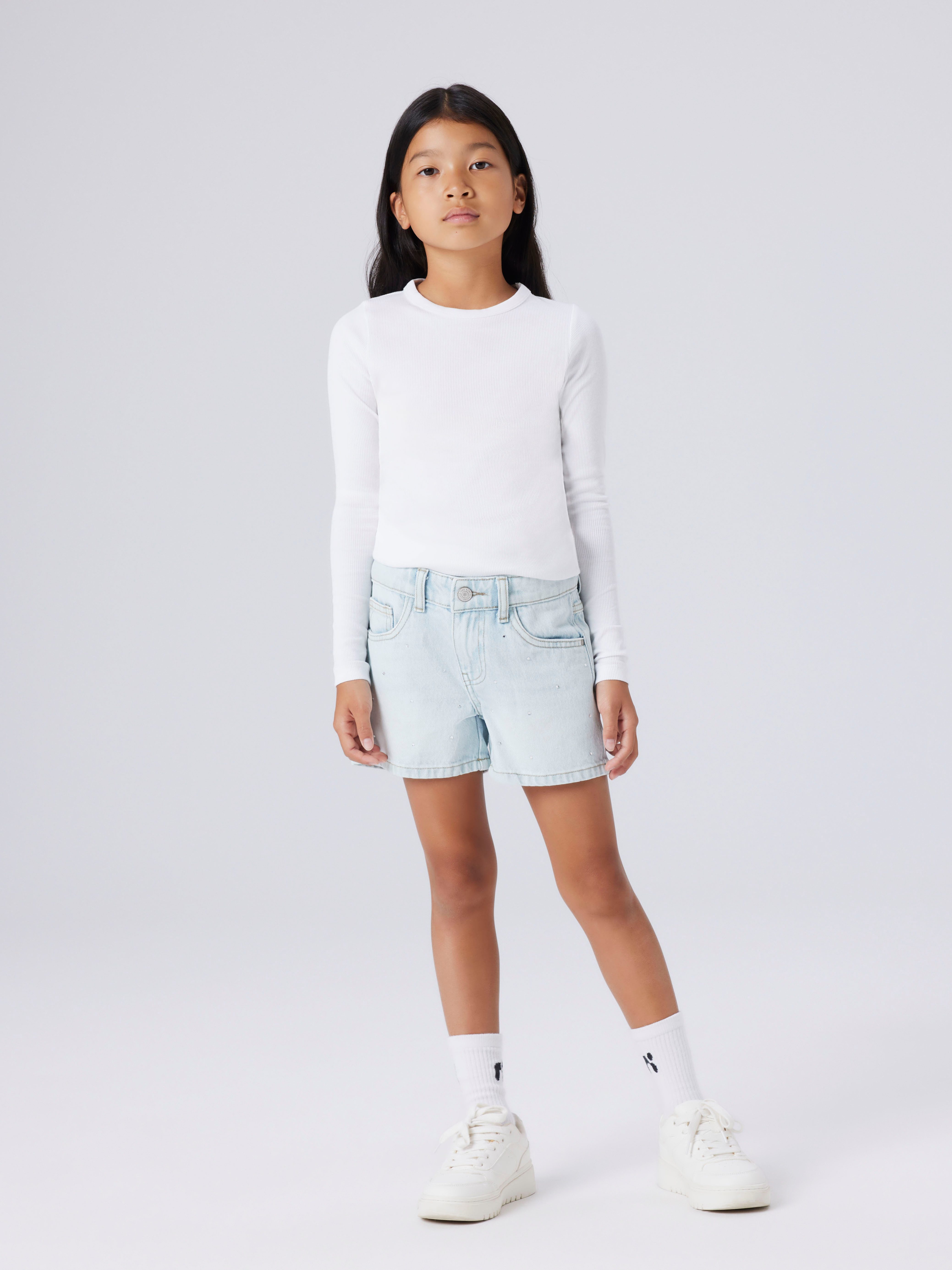 Name It Jeansshorts NKFROSE REG DNM SHORTS 6042-AC NOOS Baumwolle, mit Glitzersteinchen