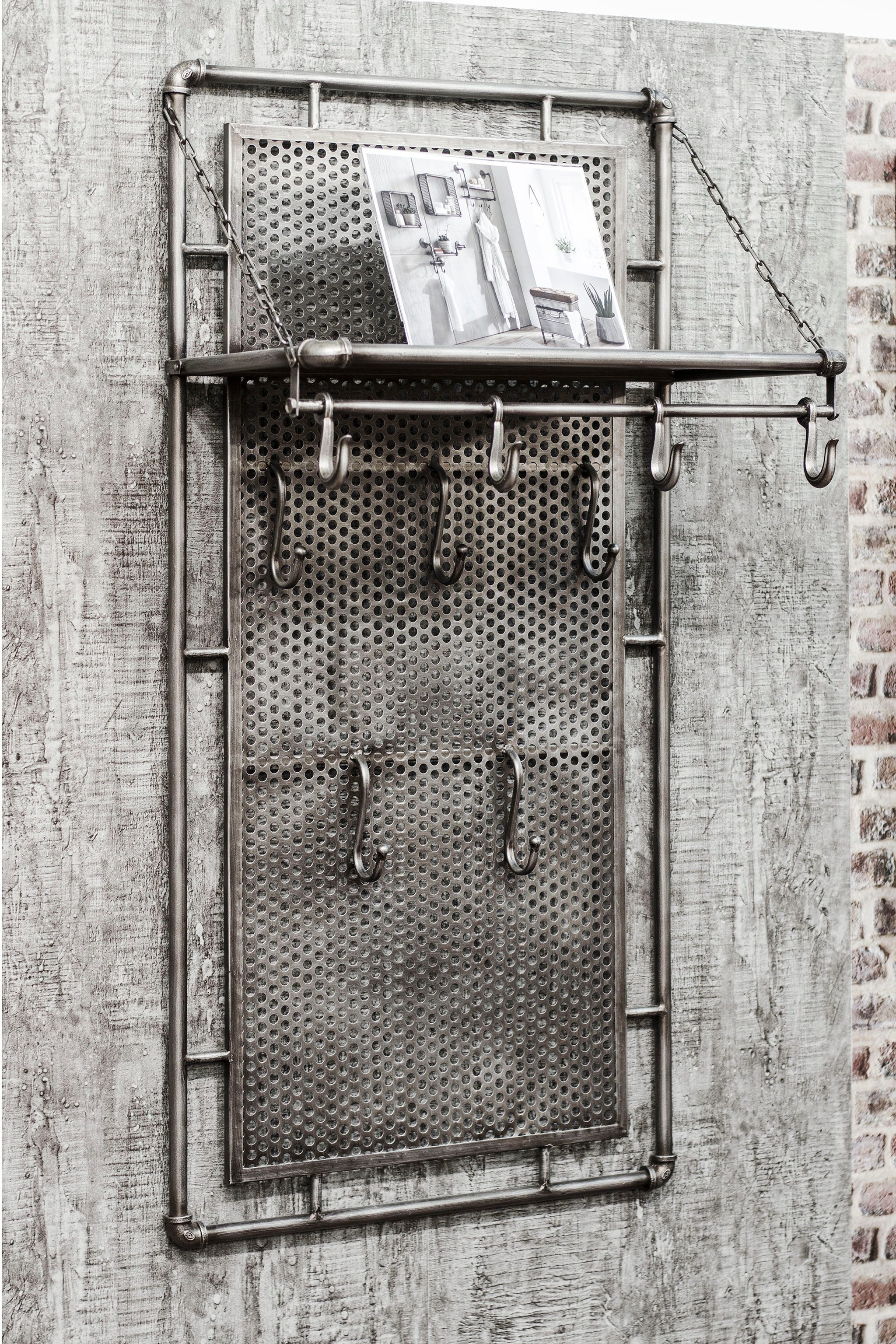 HAKU Garderobenhaken Flurgarderobe, Garderobe, Garderobenhaken, Garderobenleiste, rechteckig - aus Metall Anthrazit - B/T/H 60/35/120 cm