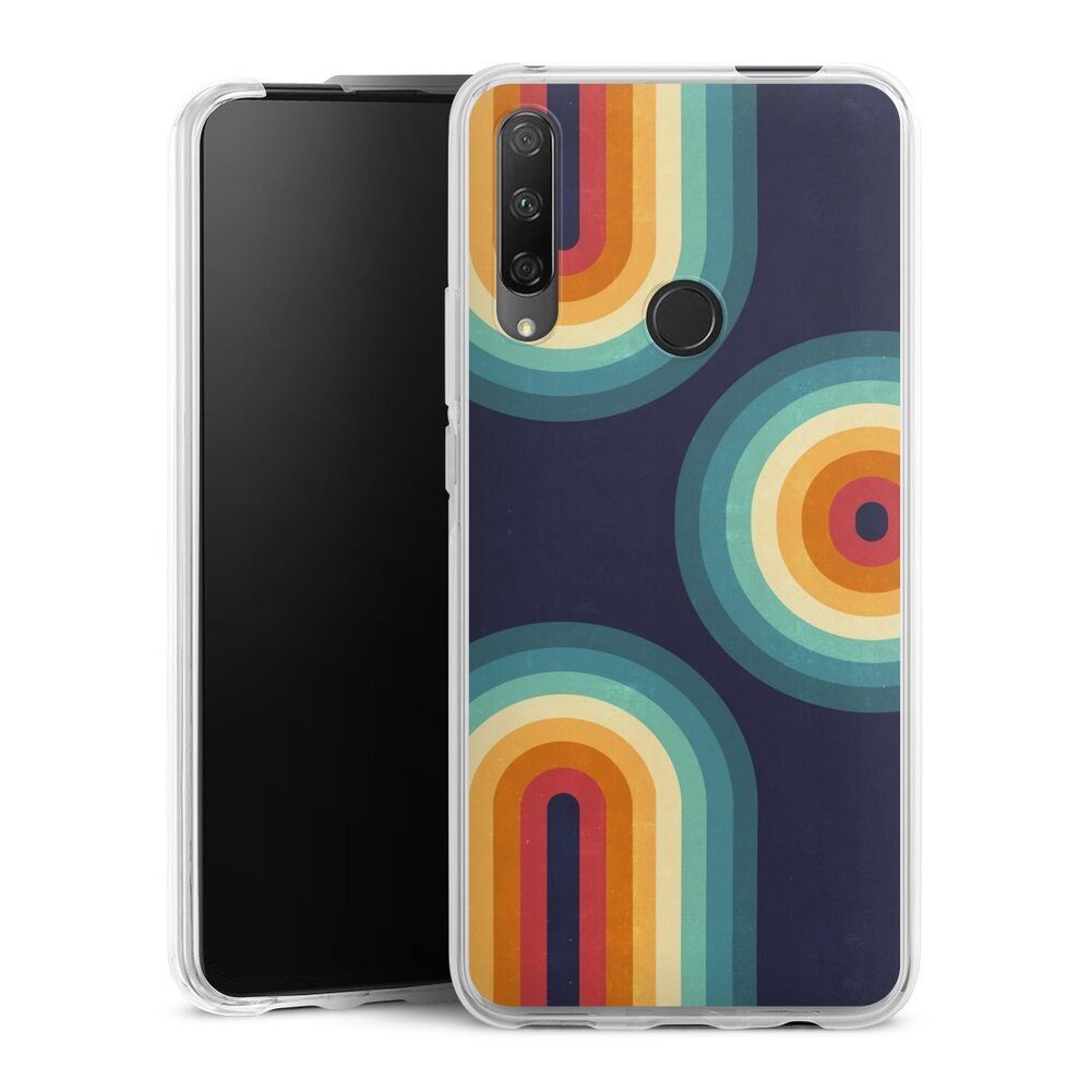Handyhülle Retro bunt Regenbogen Double Rainbow on Blue