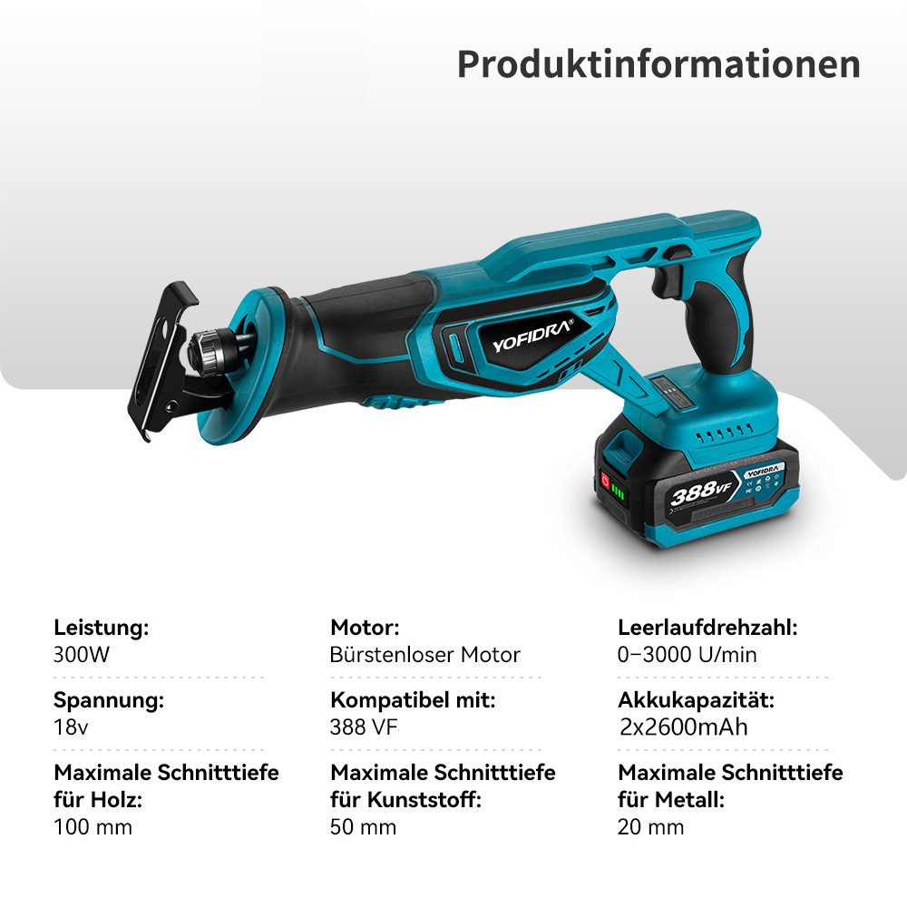 ONEVAN Akku-Säbelsäge Akku-Säbelsäge 3000SPM für Metall/Holz, günstig online kaufen