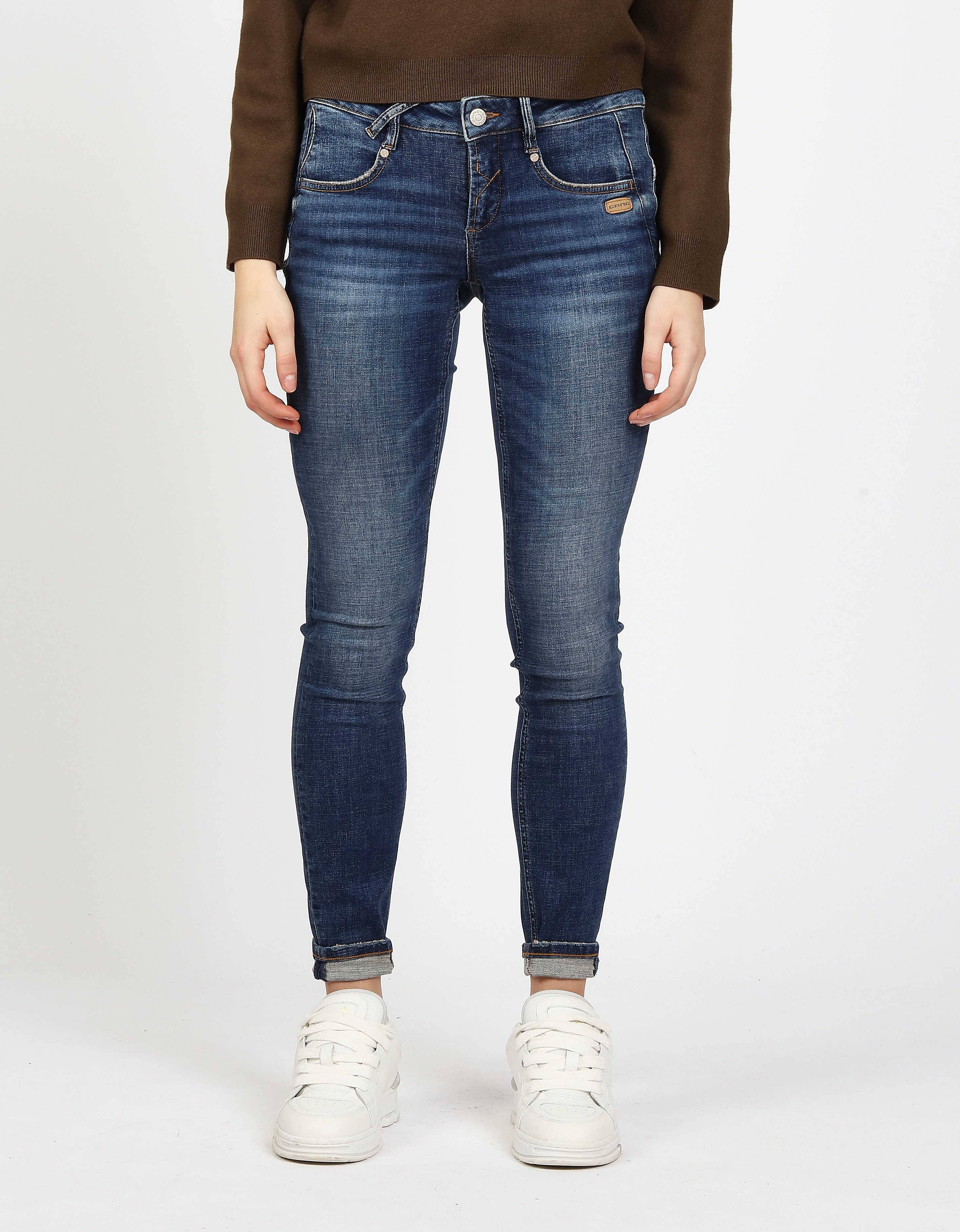 GANG Skinny-fit-Jeans 94NELE mit Rundpasse und seitlichen Dreieckseinsätzen f. e. tolle Silhouette