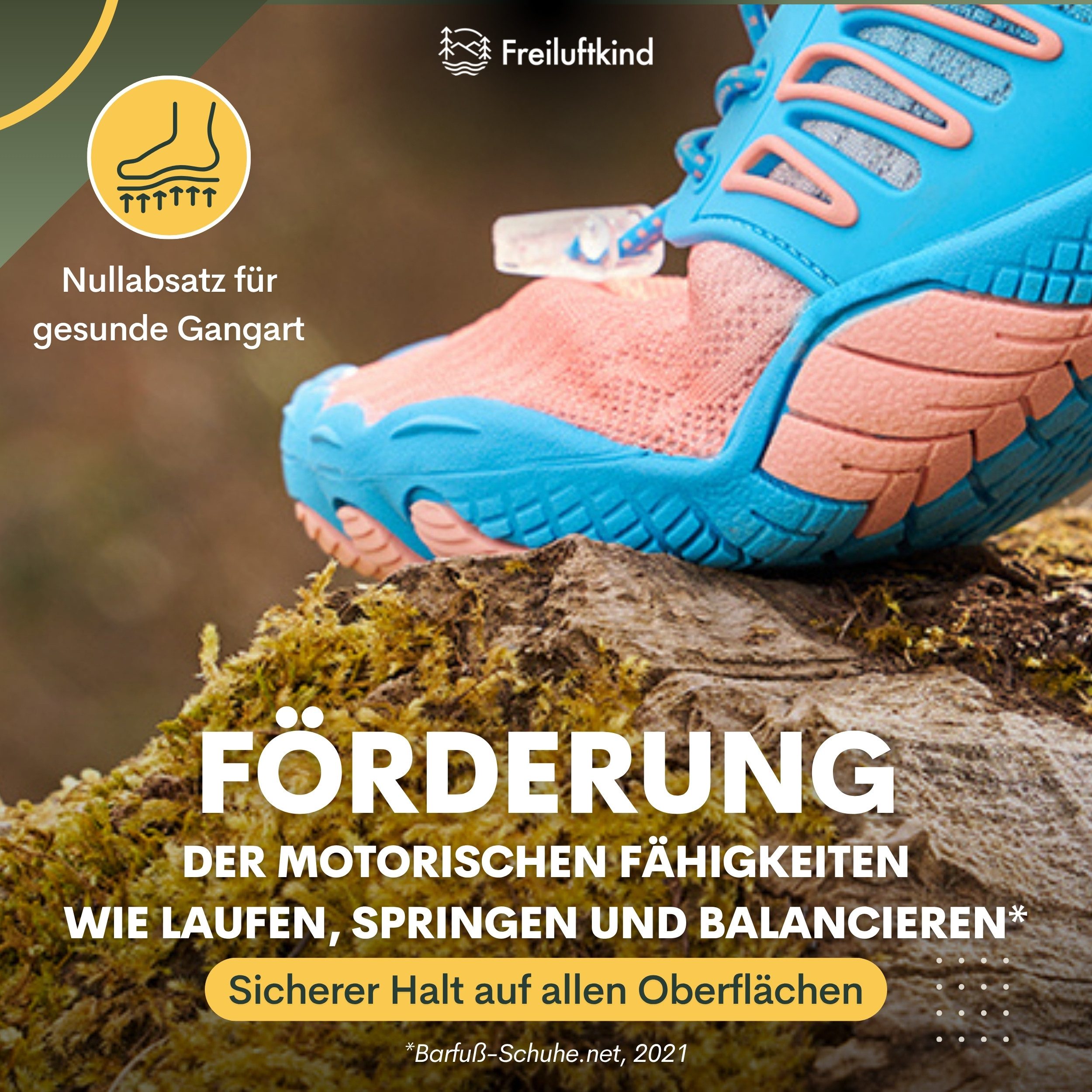 Freiluftkind Das Original – Tokai rutschfeste Barfußschuhe Sneaker Schnellverschluss