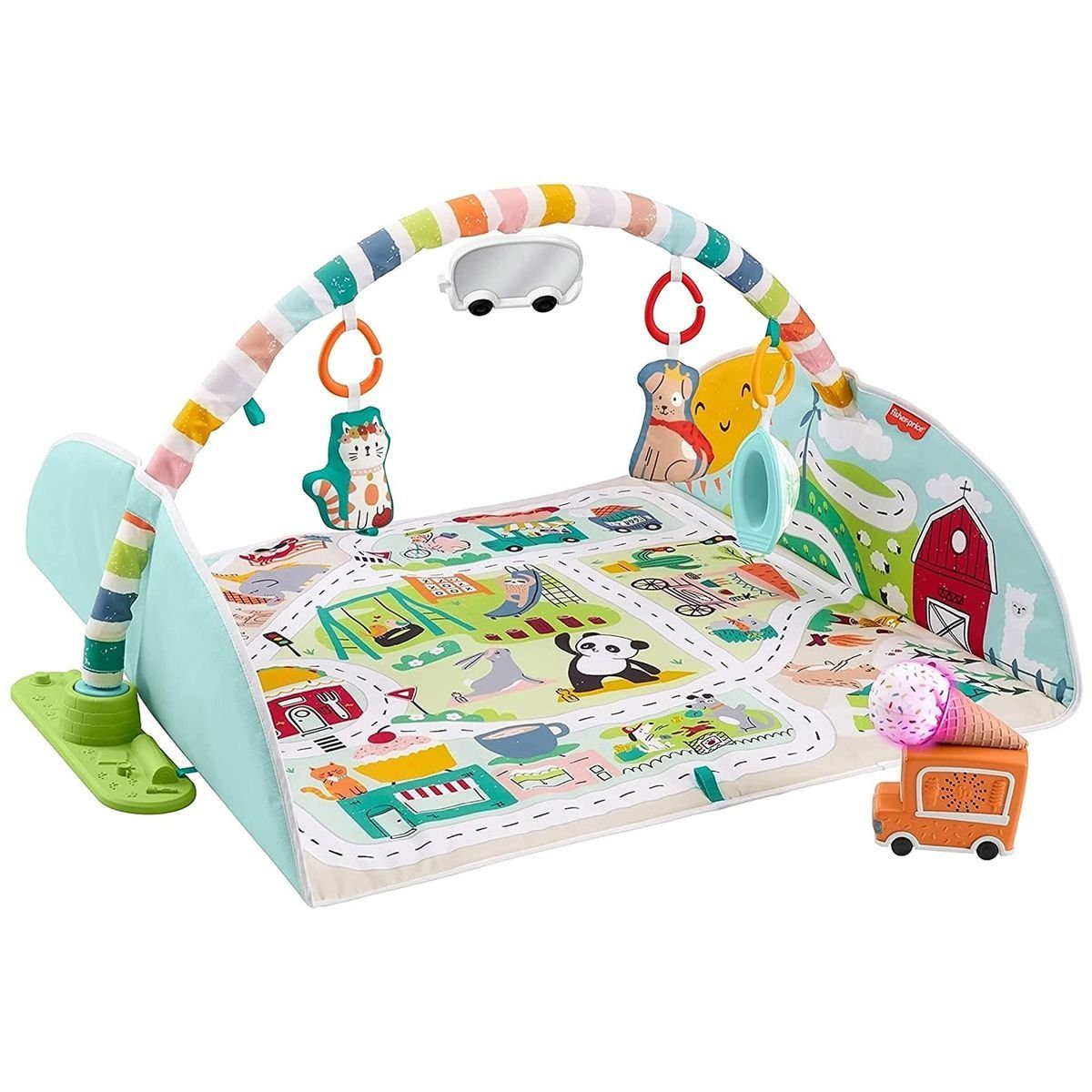 Mattel® Baby Gym Mattel GJD41 - Fisher-Price - Jumbo Abenteuer Spieldecke  mit Spielzeug, Enthält 7 Spielzeuge, einschließlich 3 Spielzeugautos, 2  Tiere und 2 Spielteile