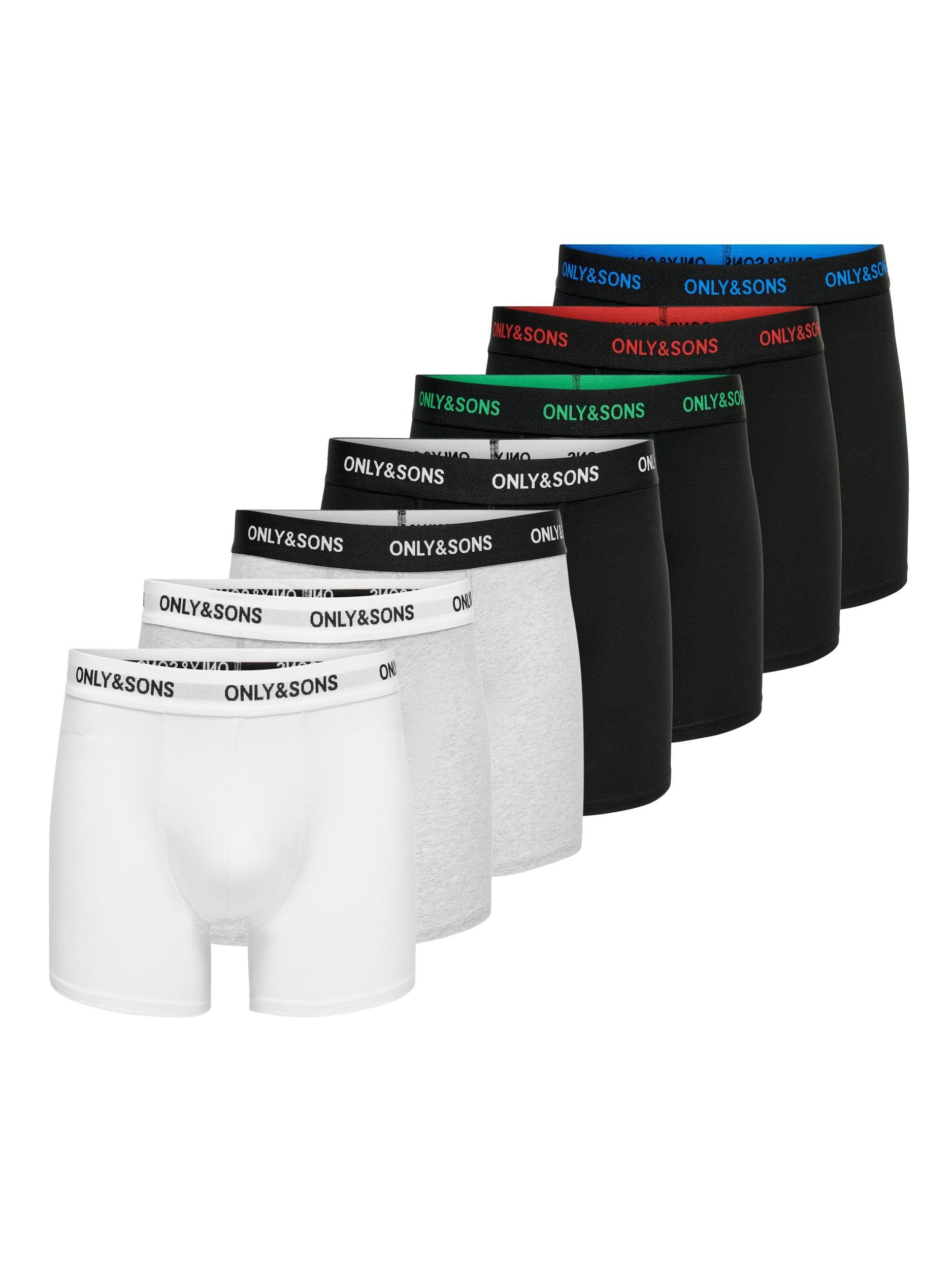 ONLY & SONS Trunk ONSFITZ SOLID BLACK TRUNK 7-PACK NOOS (Packung, 7-St) Black-White-Grey