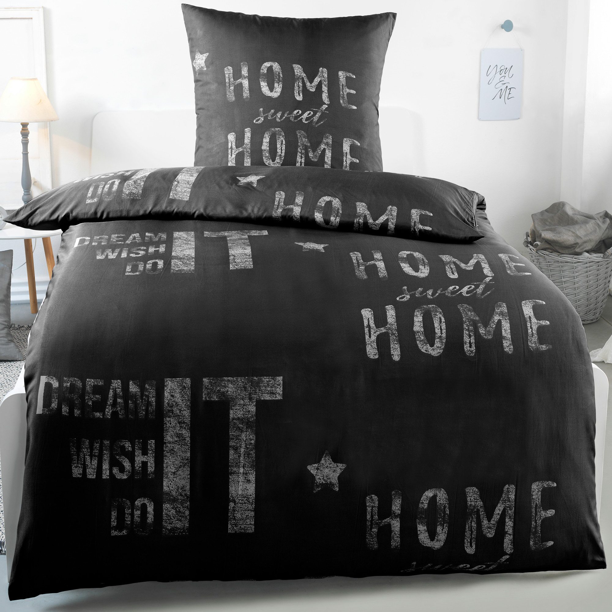 Kuscheli Bettwäsche 135x200 + 80x80 cm atmungsaktiver Bettbezug, moderne De günstig online kaufen