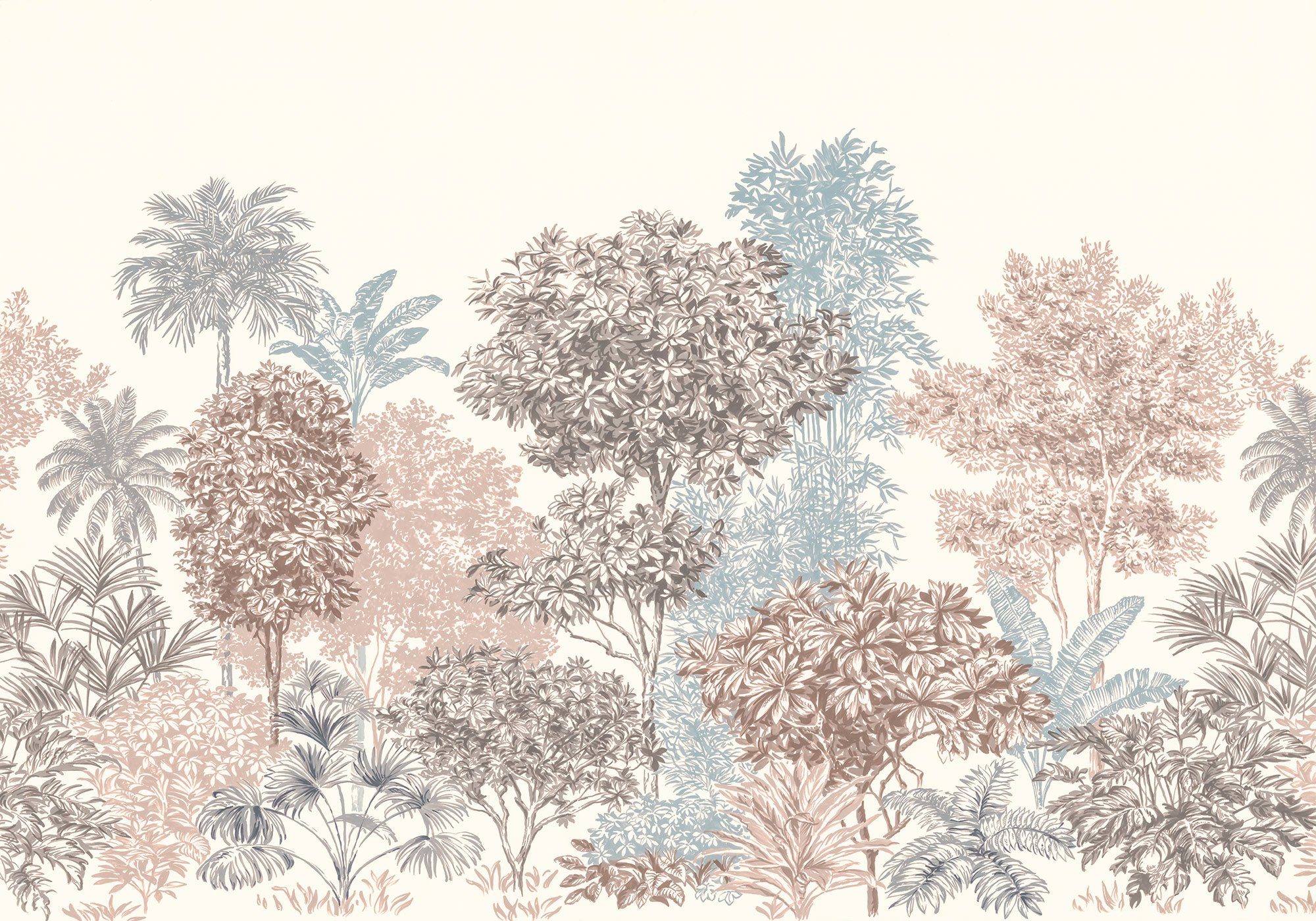 Komar Vliestapete Digitaldruck Vlies - Painted Trees - Größe 400 x 280 cm, glatt, bedruckt, Wohnzimmer, Schlafzimmer