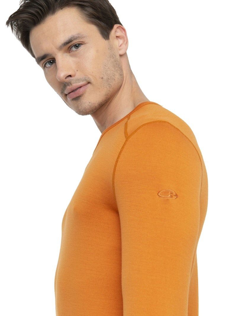 Icebreaker Langarmshirt Unterwäsche 260 Tech Crewe - Merinowolle, enganliegend - gelb Herren