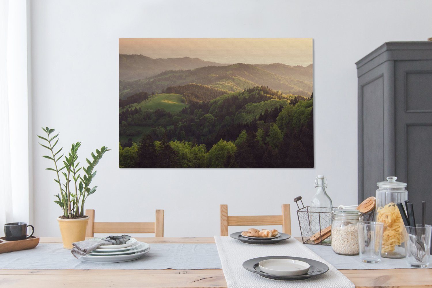 Wohnbereiche, cm Schwarzwald Sonnenuntergang Gemälde, Wandbild Europa, deutschen großes, OneMillionCanvasses® (1 alle für St), Leinwandbild im XXL, 120x80 in