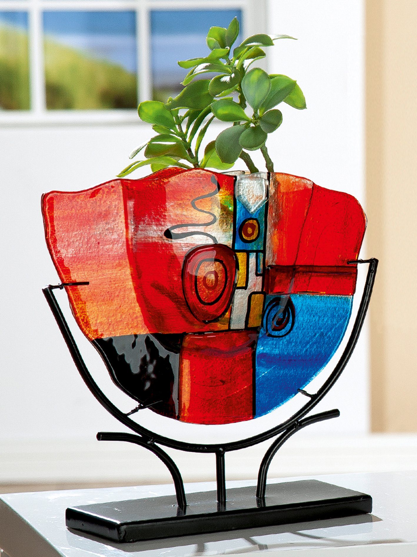 GILDE GLAS art Dekovase New Life 1 (1 St), handbemalt mit Fusingglas-Elementen
