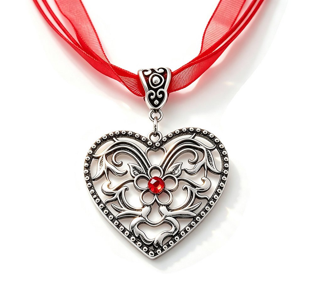 nsihing Schmuckset Trachtenschmuck,bayerischer Dirndl-Schmuck,Bierfest Herz-Halskette (1-tlg), Bayerische Trachtenkette mit Strass-Herzanhänger und für Damen