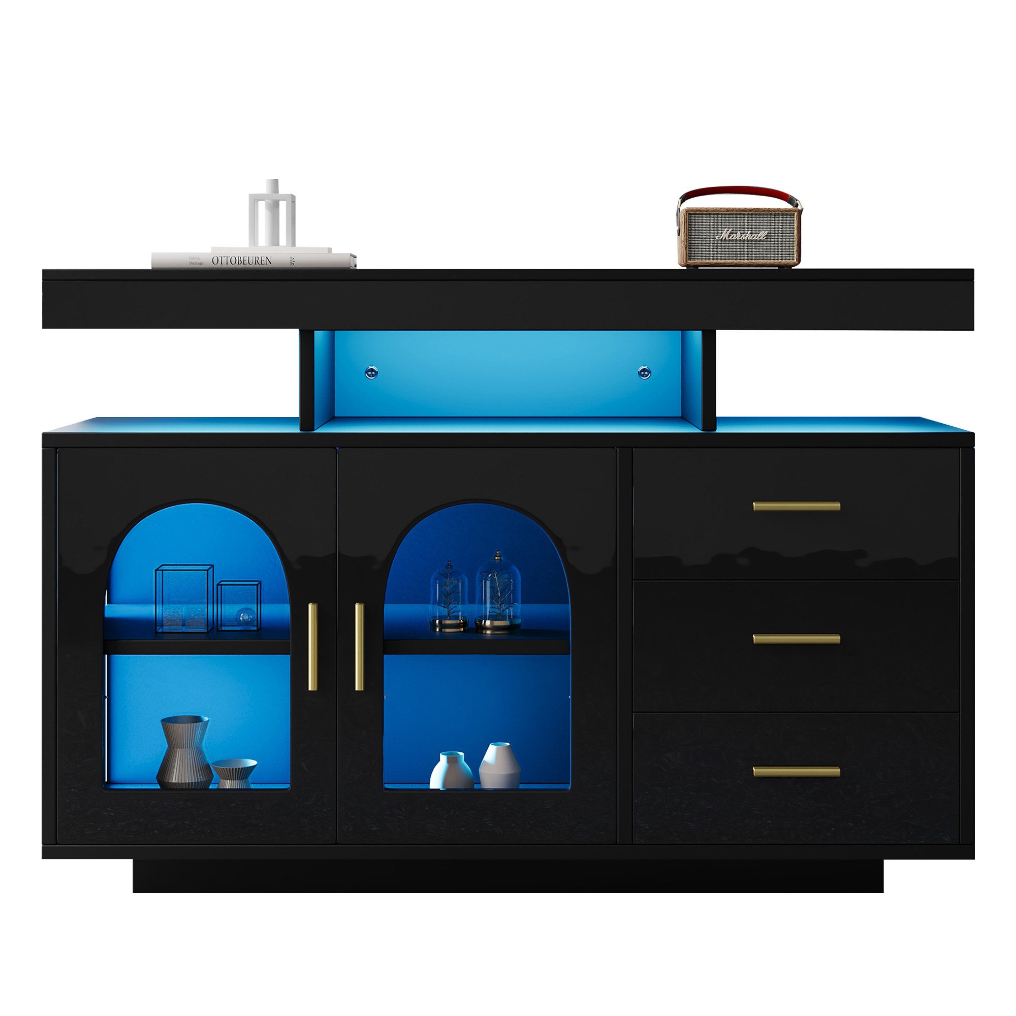 Welikera Sideboard LED Sideboard Buffetschrank,120cm Kaffeebarschrank,Beist günstig online kaufen