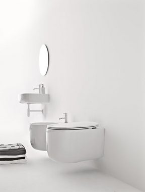Kerasan Tiefspül-WC Nolita spülrandlos mit WC-Sitz, wandhängend, Abgang waagrecht, Sitz mit Absenkautomatik