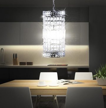 etc-shop LED Pendelleuchte, Leuchtmittel inklusive, Warmweiß, Pendellampe Kirstallleuchte Hängelampe Wohnzimmerlampe chrom H 150 cm