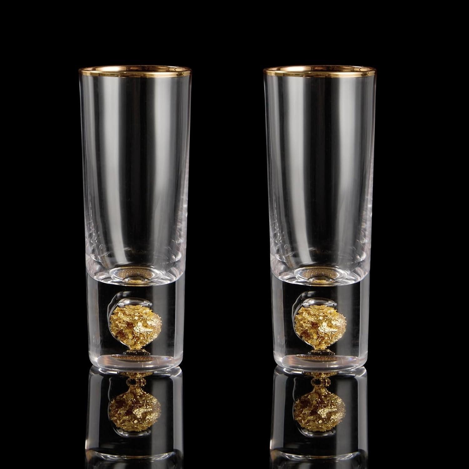 LuxusKollektion Schnapsglas Schnapsgläser Kristall 24K Blattgold 6cl Kristall Schnapsgläser 2 Pcs
