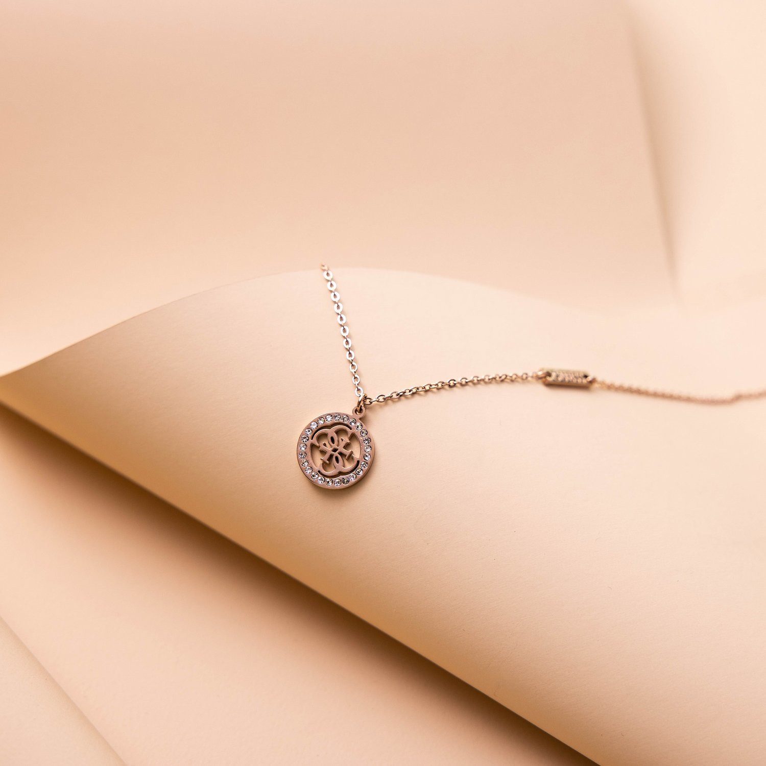 Guess Kette mit Anhänger Halskette - Stahl - Rose - Kristall - Damen – Bild 4 von 5