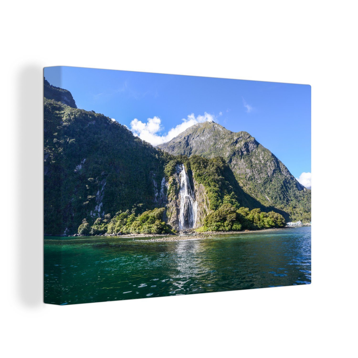 OneMillionCanvasses® Leinwandbild Wasserfälle im Fiordland-Nationalpark in Neuseeland, (1 St), Wandbild Leinwandbilder, Aufhängefertig, Wanddeko, 30x20 cm