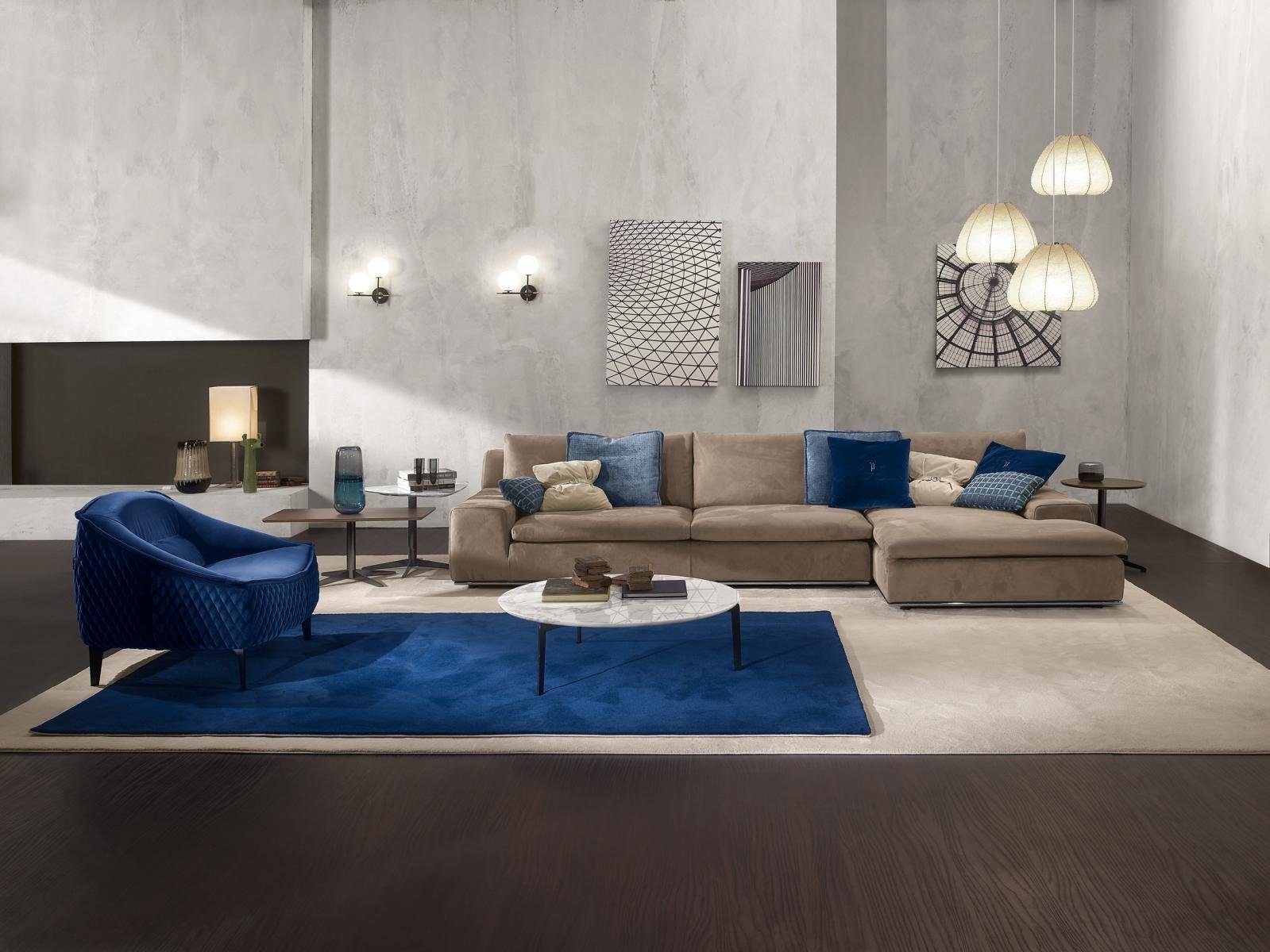 JVmoebel Ecksofa Ecksofa L Form Couch Luxus Italienische Möbel Sofa Grau PRIANERA