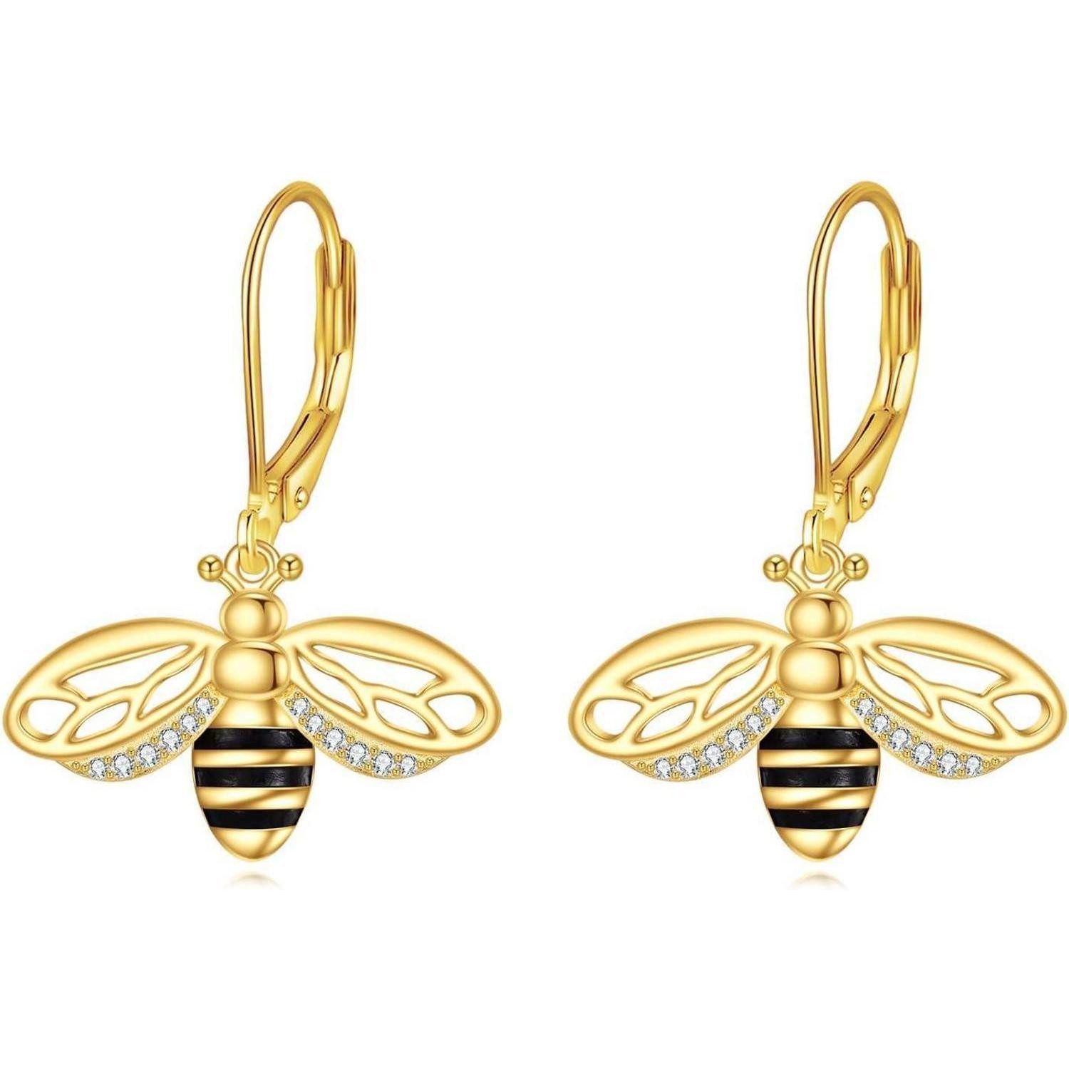 LuxusKollektion Paar Ohrstecker Ohrstecker 925 Sterling Silber Biene Schmuck Damen Bienen Ohrringe