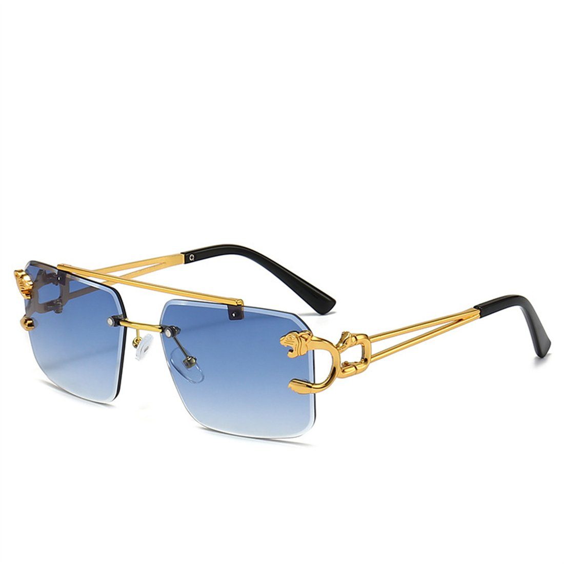 DÖRÖY für blau Damen-Retro-Sonnenbrille ohne Rand, draußen Herren-Sonnenbrille Sonnenbrille