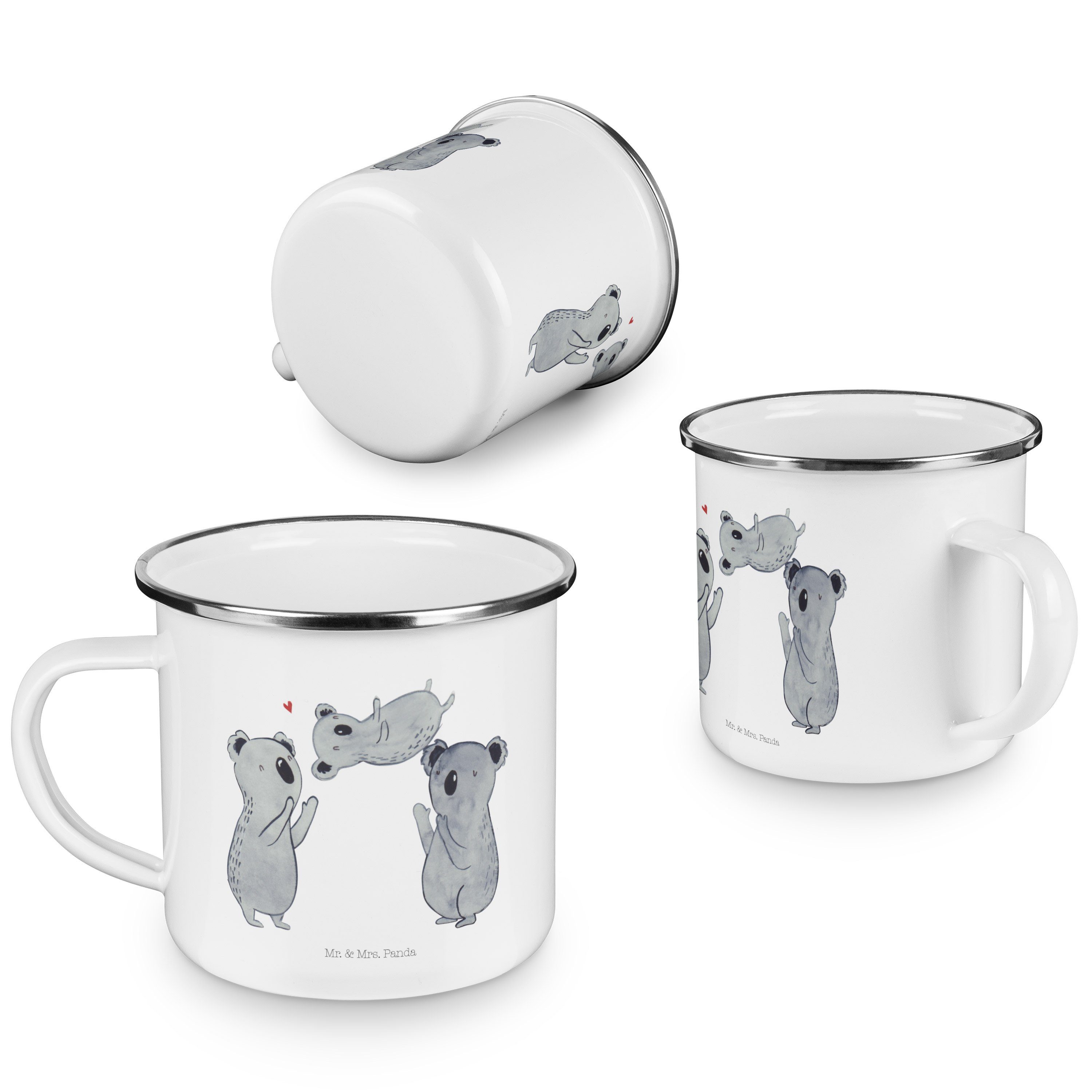 Feiern & Weiß Kaffee Blechtasse, Geschenk, - Becher Emaille Panda Mrs. Mr. - Geburtstagsfe, Sich Koala