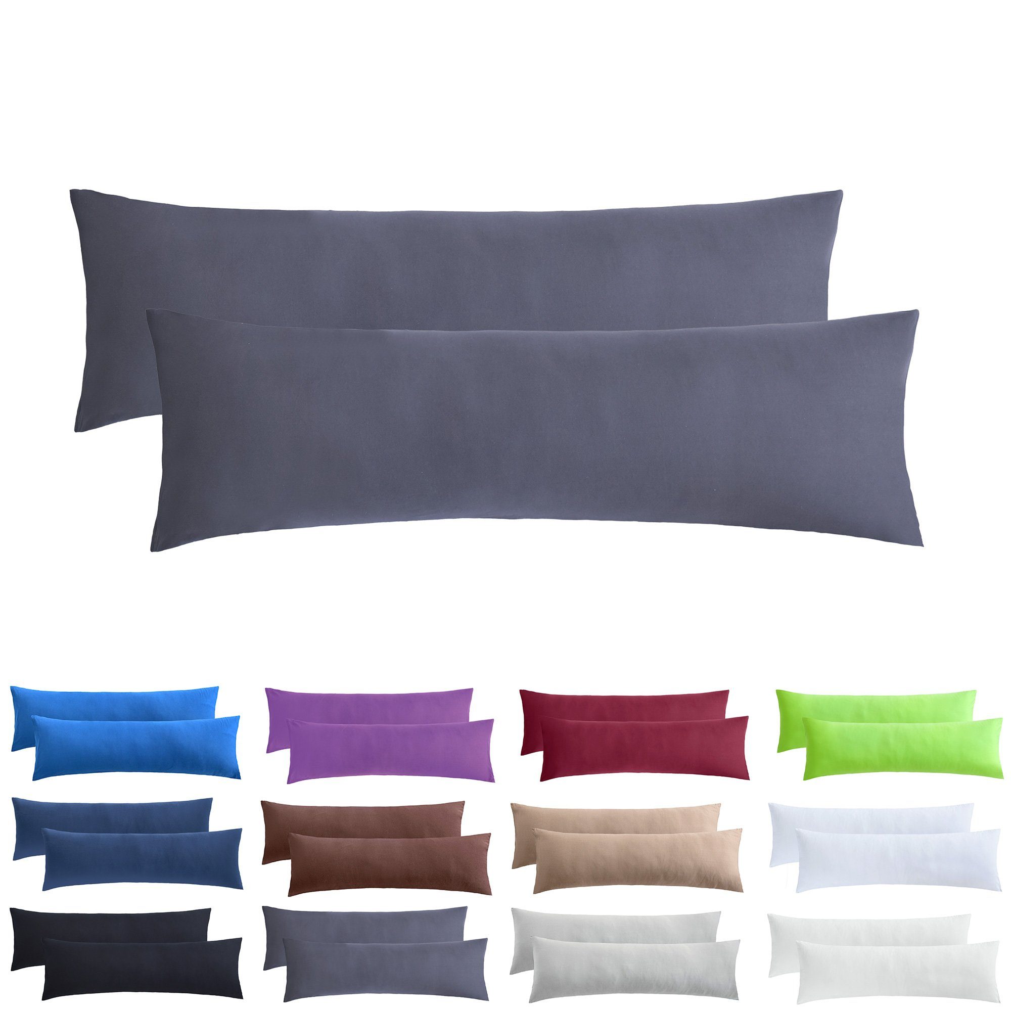 NatureMark Kissenbezüge 2er Pack Jersey Kissenbezug Kissenhülle, (2 Stück), Kissenhülle in vielen Größen und Farben (40 x 145 cm, Anthrazit grau)