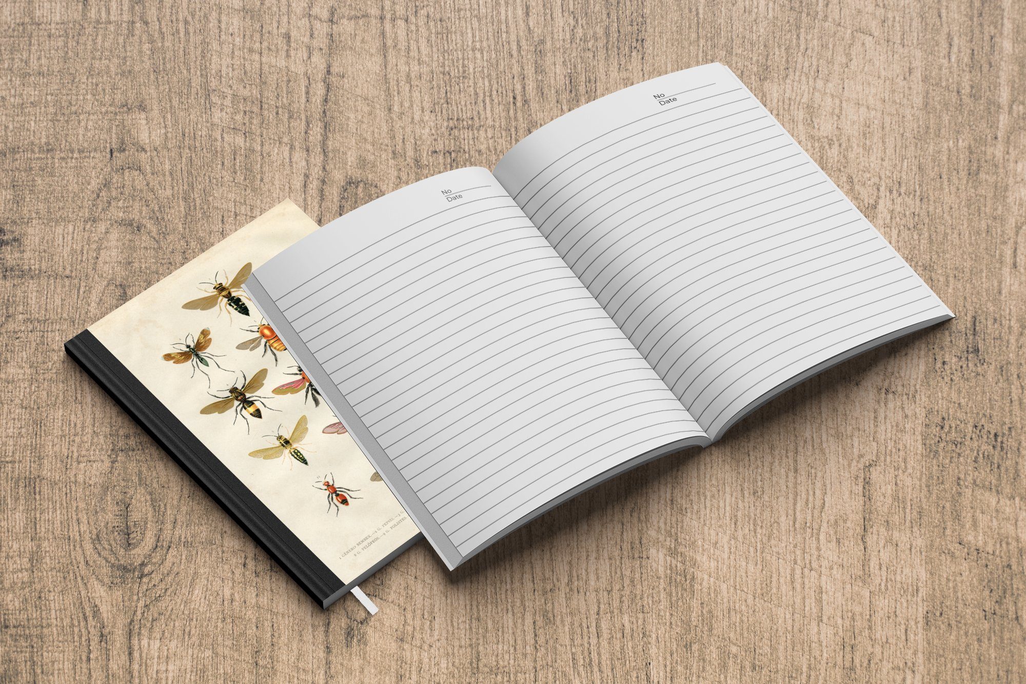 98 Hintergrund, einem hellen Gruppe Bienen Tagebuch, Seiten, von einer MuchoWow Haushaltsbuch A5, Illustration Journal, Eine vor Notizbuch Notizheft, Merkzettel,