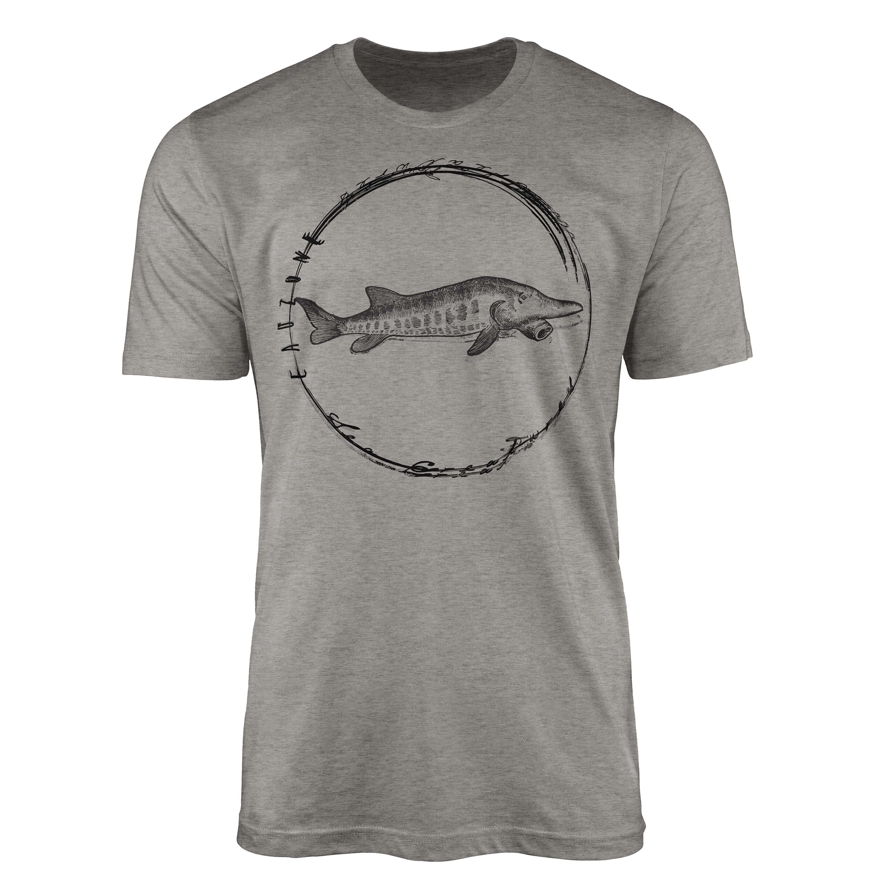 Sinus Art T-Shirt T-Shirt Tiefsee Fische - Serie: Sea Creatures, feine Struktur und sportlicher Schnitt / Sea 090 Ash