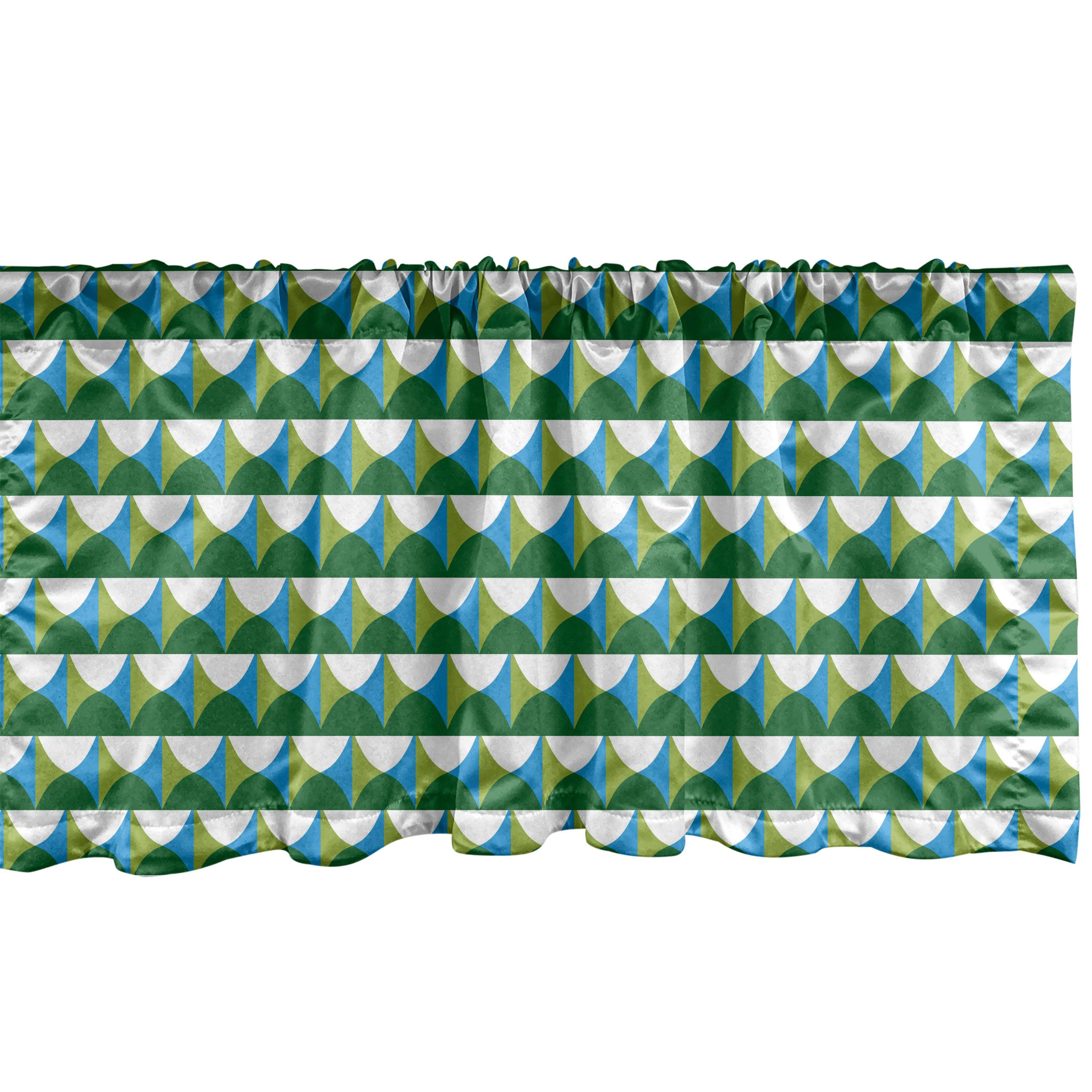 Scheibengardine Vorhang Volant für Küche Schlafzimmer Dekor mit Stangentasche, Abakuhaus, Microfaser, Abstrakt Wiederholte Geometrische Motive