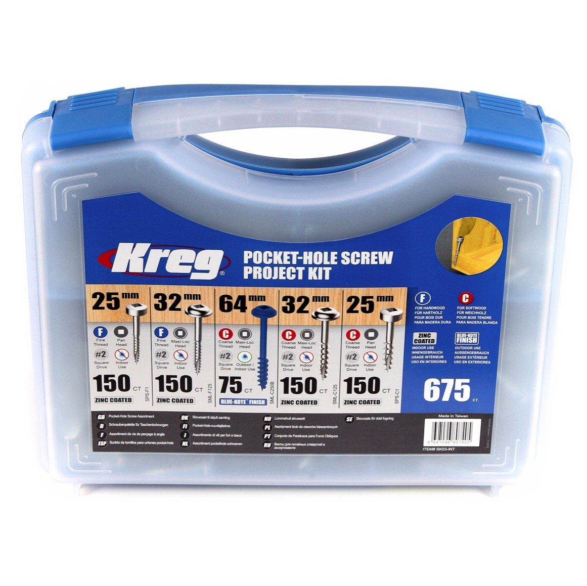 Kreg Schraube Pocket-Hole Schrauben Sortiment 675-teilig (SK03) Vierkantantrieb T