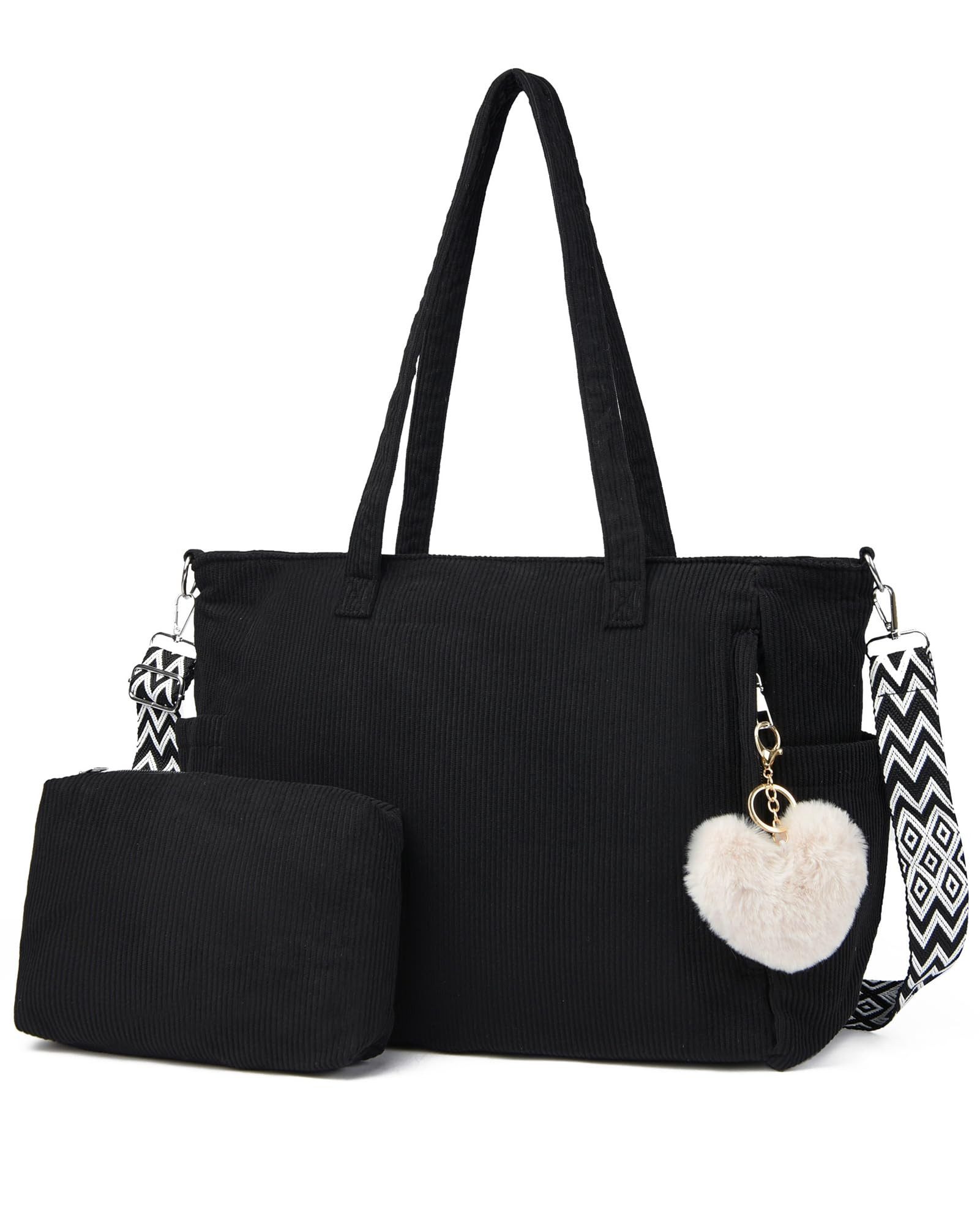 Coonoor Schultertasche Damen Umhängetasche Groß Shopper Handtasche Cord Tote Bag Reisetasche, für Arbeit Büro Reisen Einkaufen Schule Strand