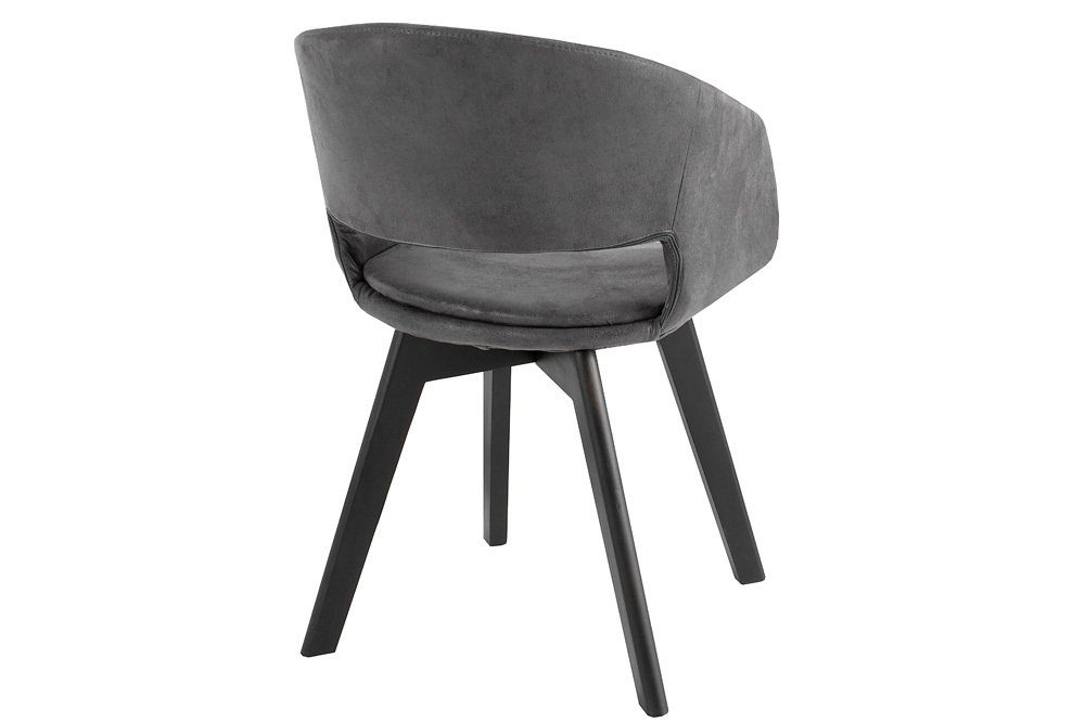 Mikrofaser DENMARK schwarze LebensWohnArt Stuhl grau Holzbeine Stuhl Design