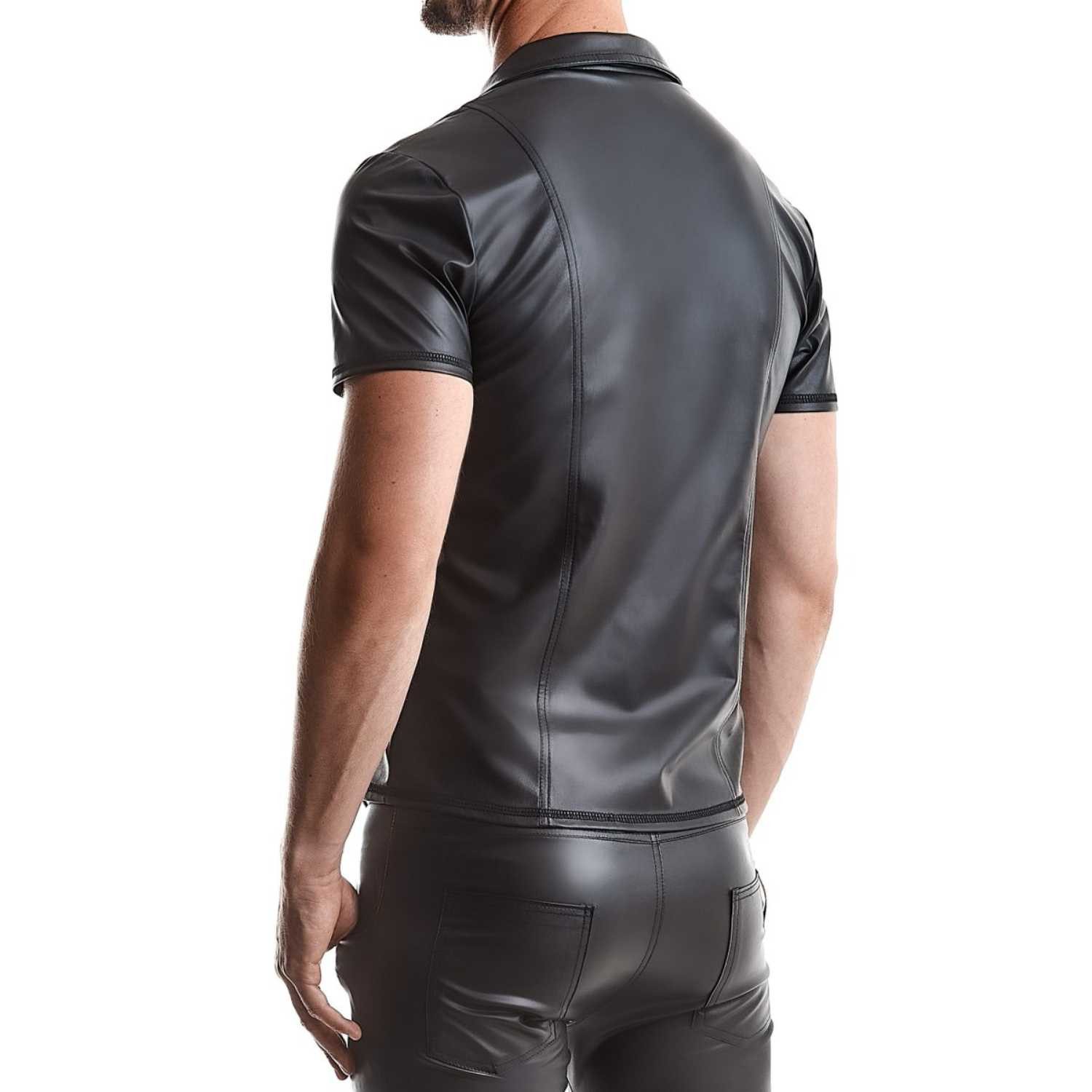 Regnes Fetish Planet Kurzarmhemd Remo Polo Shirt Wetlook mit Reißverschluß