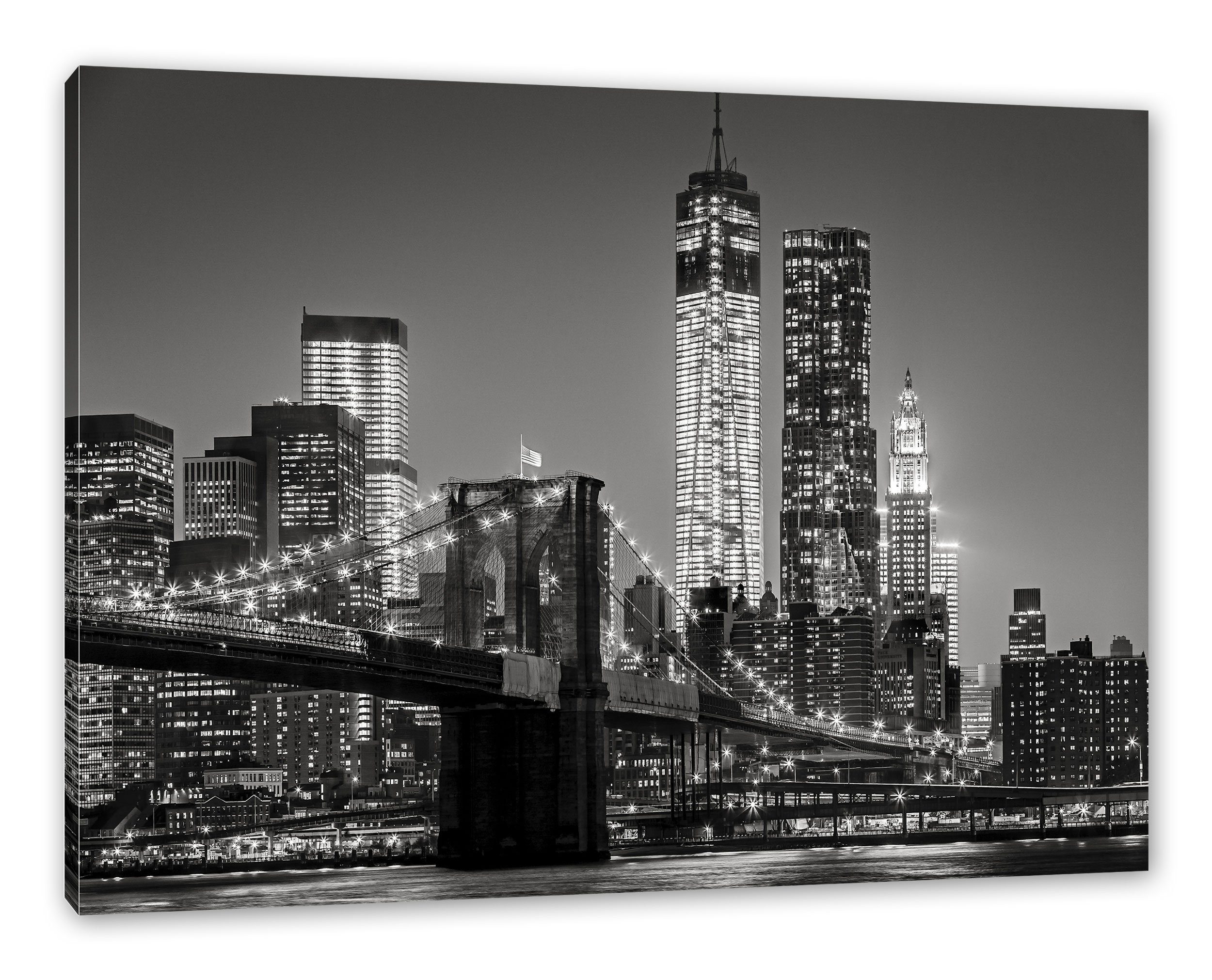 Pixxprint Leinwandbild New York City Skyline bei Nacht, New York City Skyli günstig online kaufen