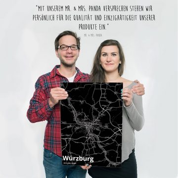 Mr. & Mrs. Panda Poster DIN A2 Würzburg - Geschenk, Städte, Designposter, Handgemaltes Poster, Stadt Black (1 St), Handgemalte Kunst
