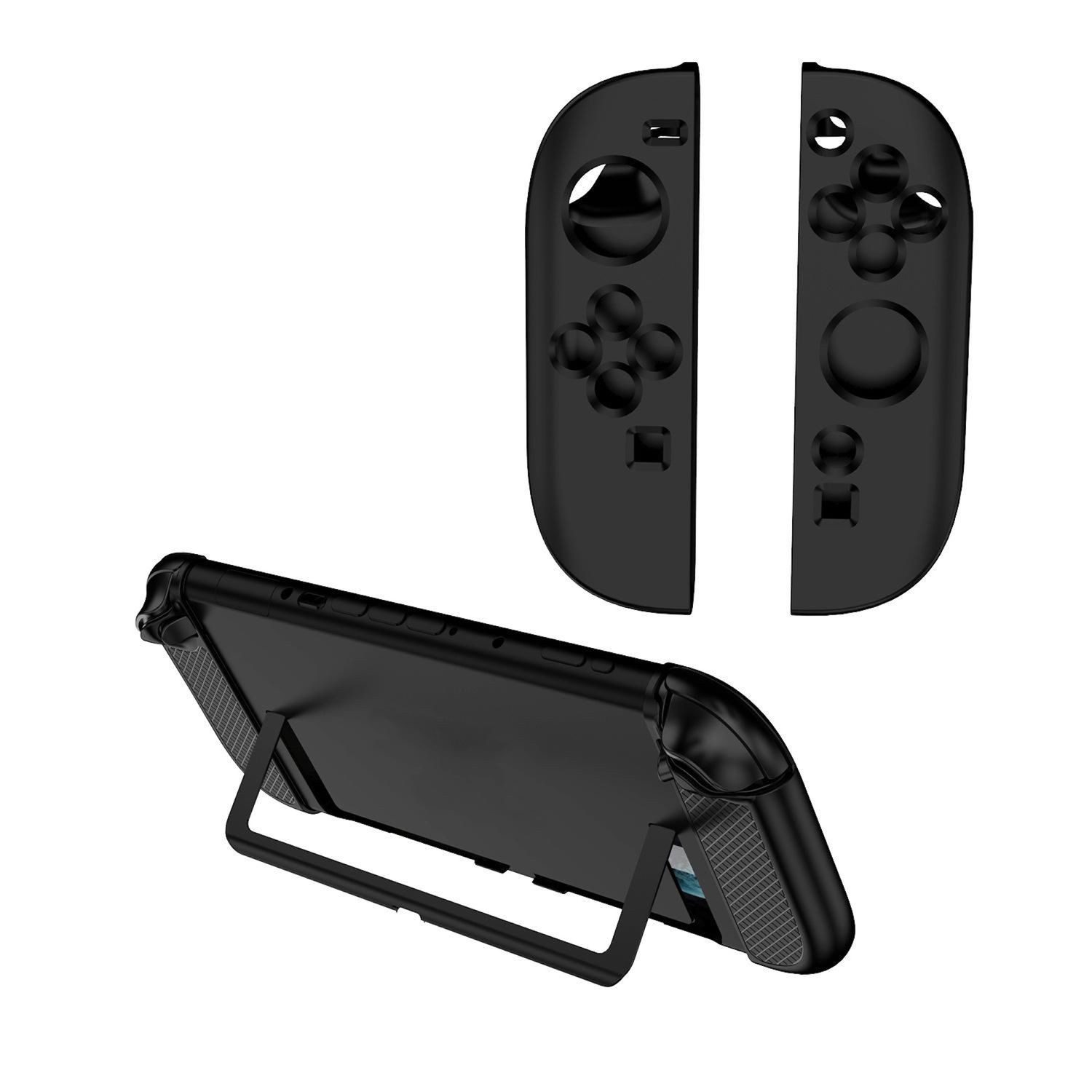 Wigento Handyhülle Für Nintendo Switch 2 Joy-Con Controller Silikon Schutz Hülle Schwarz, Silikon Hülle mit Anti Rutsch Grip