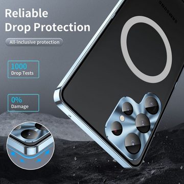 Wigento Handyhülle Für Samsung Galaxy S24 Ultra Magsafe Metall Case Cover Schutz Tasche
