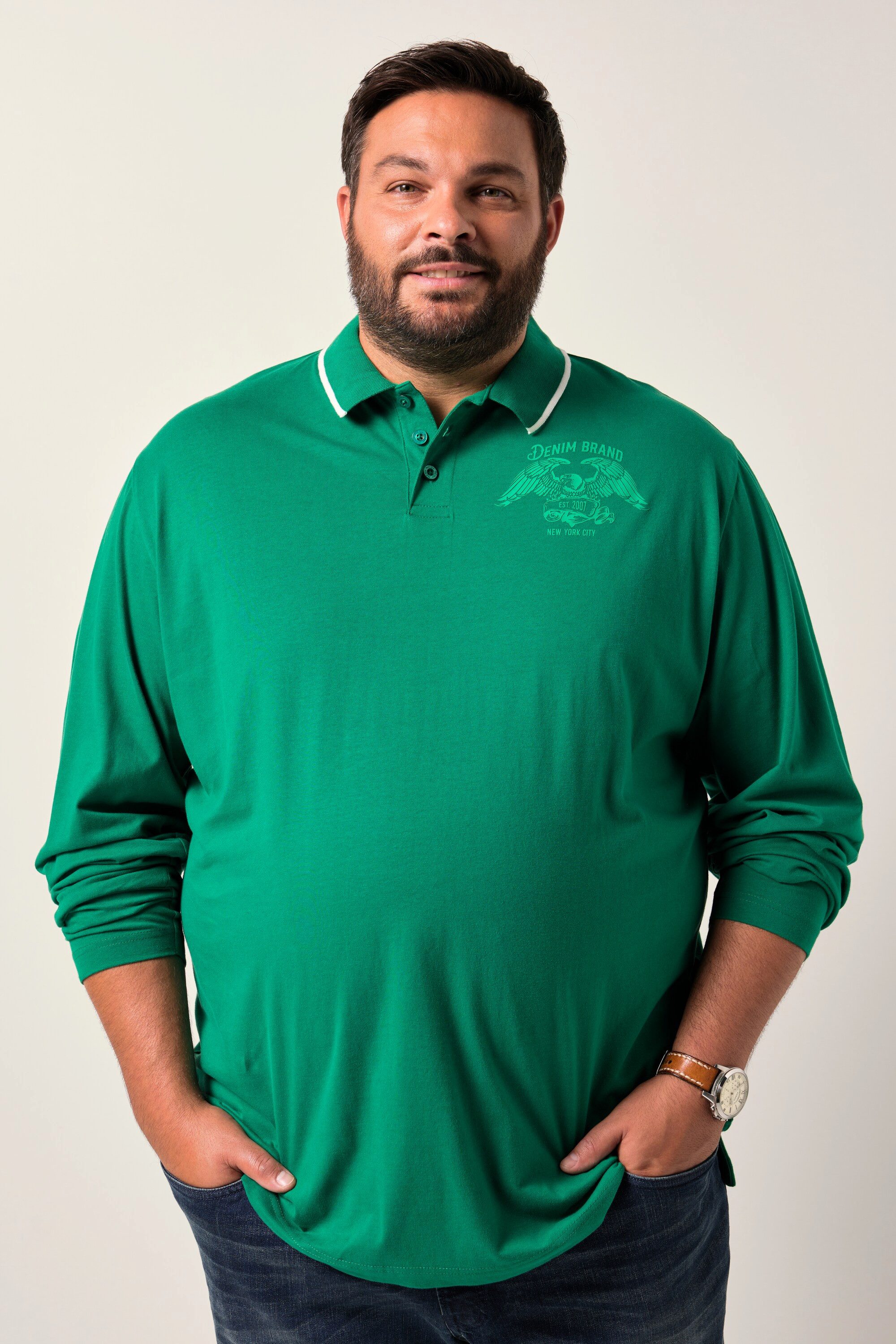Poloshirt Poloshirt Langarm Brustprint