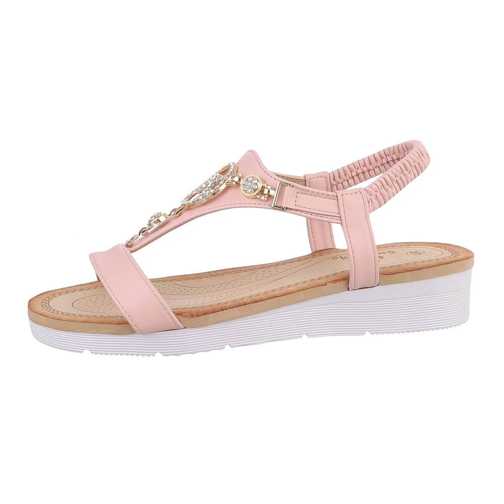 Ital-Design Damen Freizeit Riemchensandalette (86016780) Keilabsatz/Wedge Keilsandaletten in Altrosa